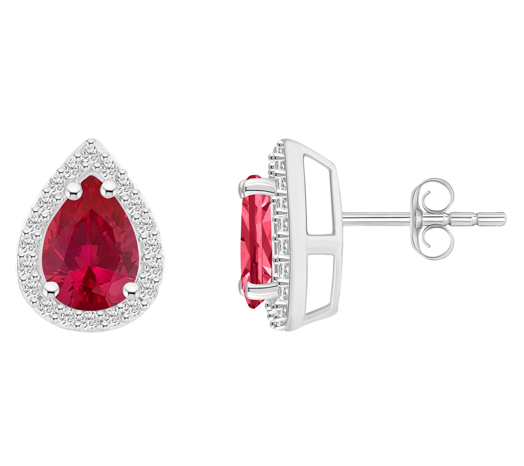 Affinity Gems Pear Cut Created Gemstone Stud Earrings, 10K