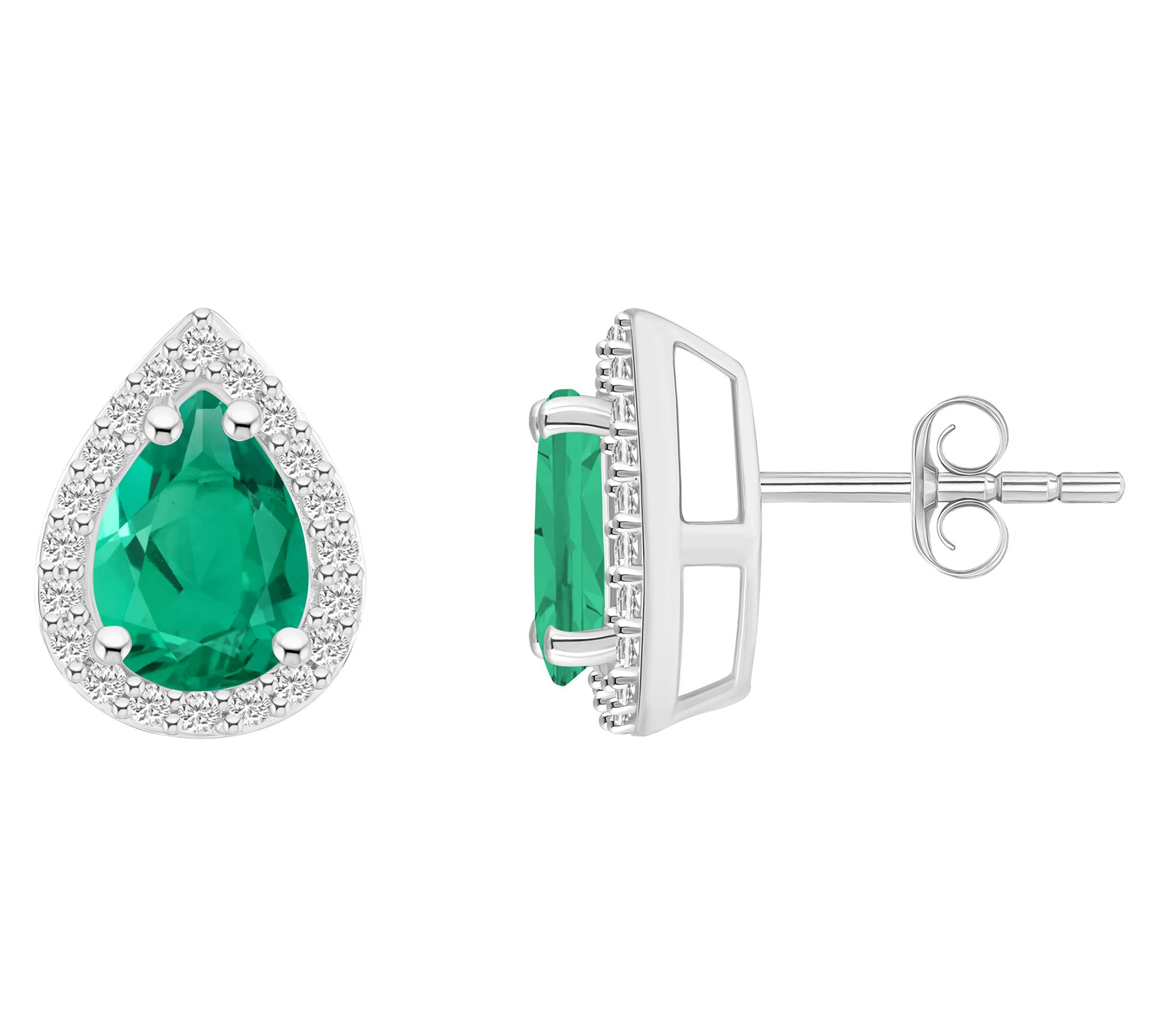 Affinity Gems Pear Cut Created Gemstone Stud Earrings, 10K