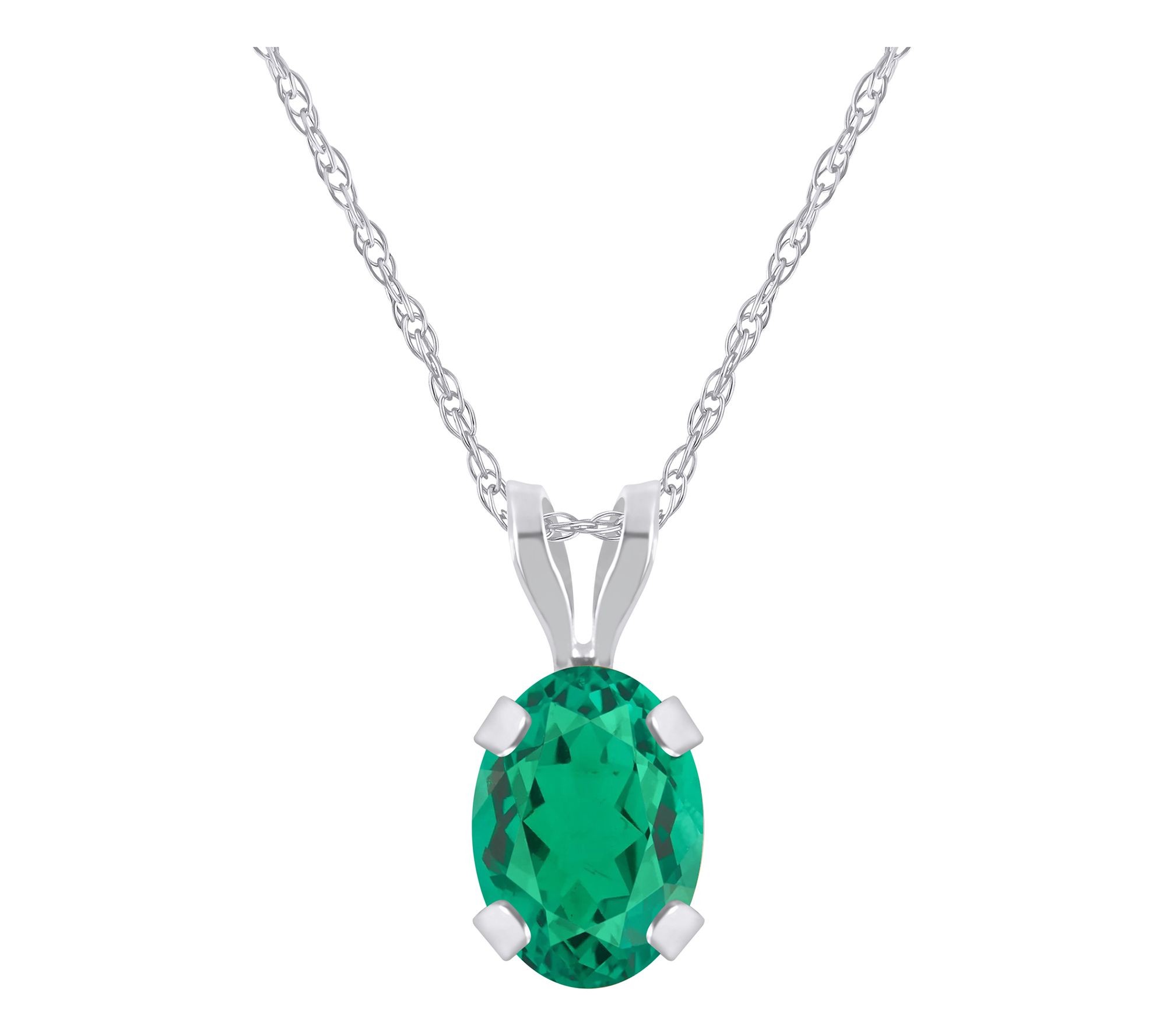 Affinity Gems Oval Created Gemstone Pendant w/ Chain, 10K