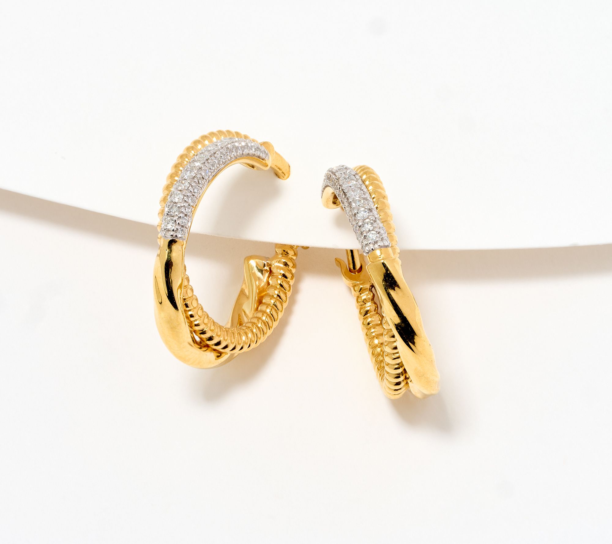 "As Is" Accents by Affinity Textured Twisty Hoops 0.20cttw Sterling Silver