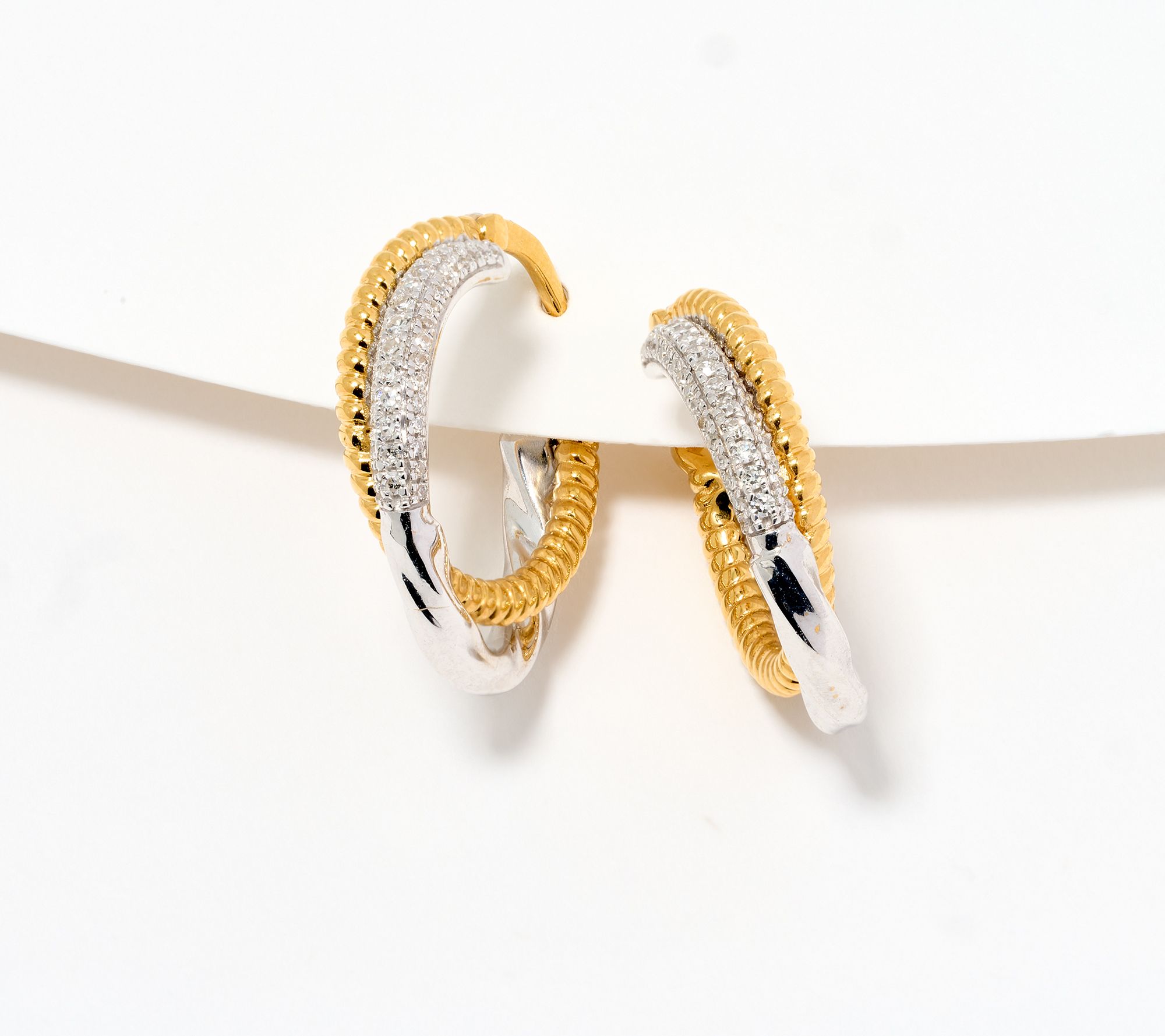 "As Is" Accents by Affinity Textured Twisty Hoops 0.20cttw Sterling Silver