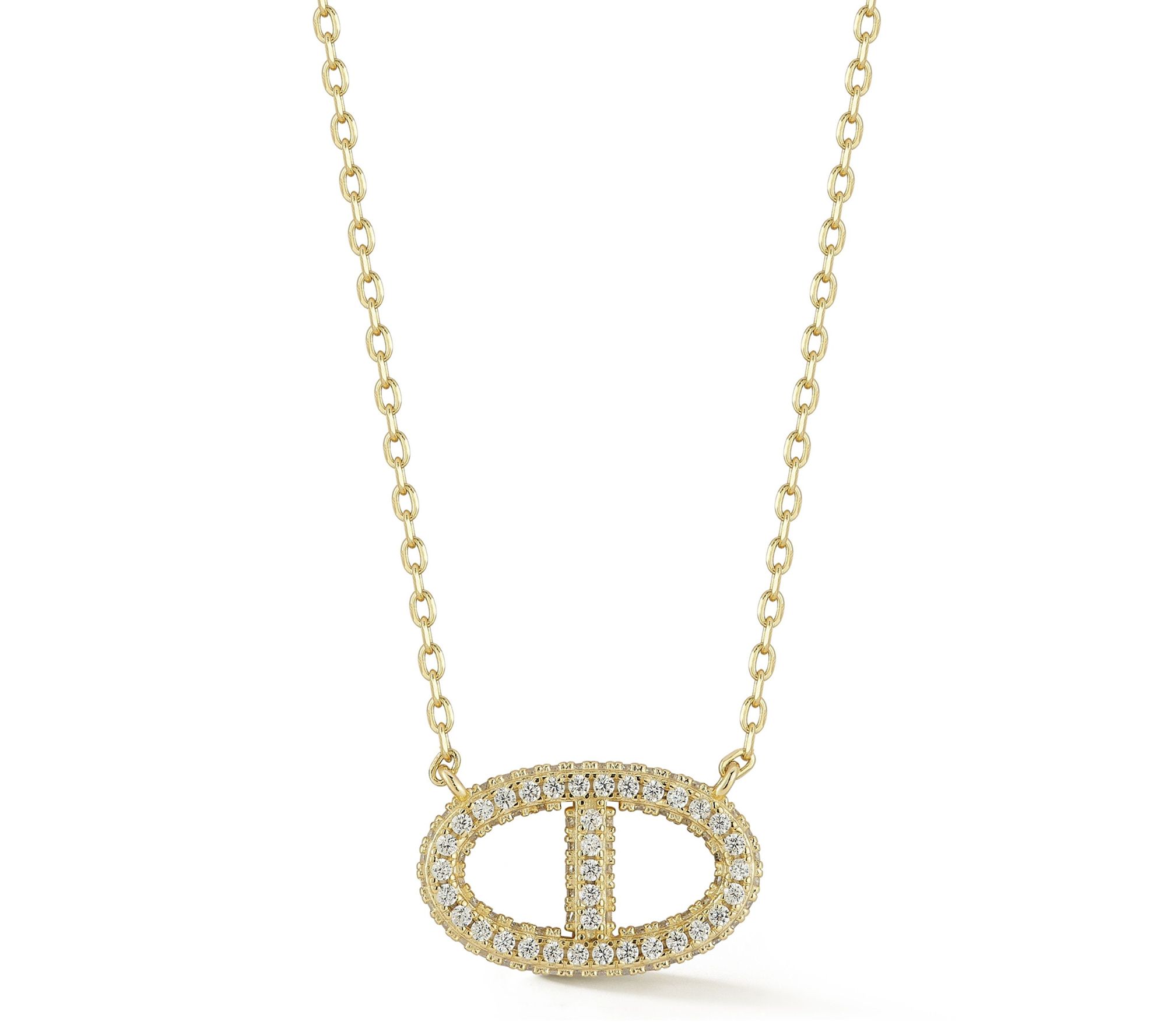 Rachel Zoe Pave Mariner Link Pendant w/ Chain,Sterling
