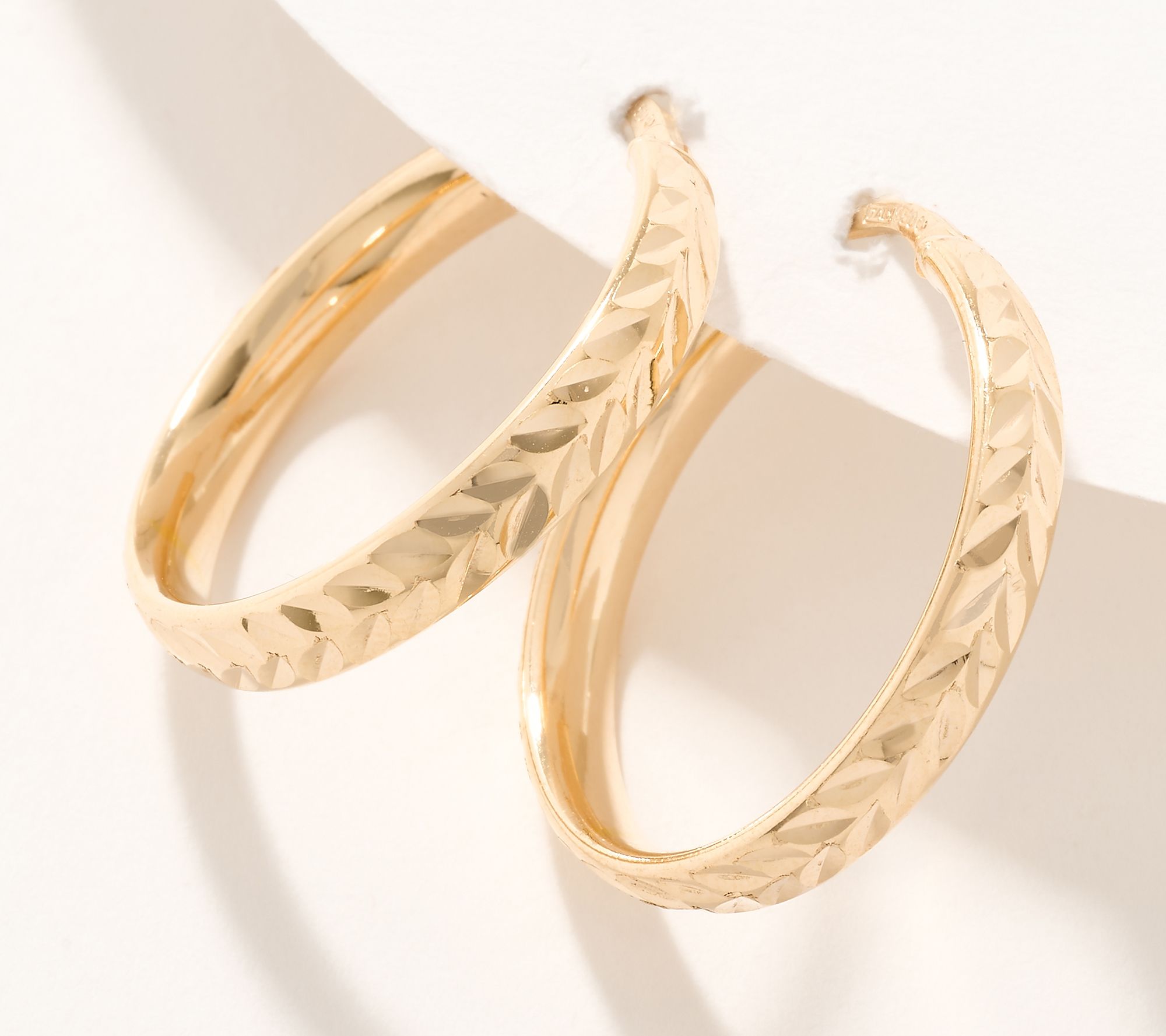 UltraFine 950 Silver Diamond Cut 1" Hoop Earrings