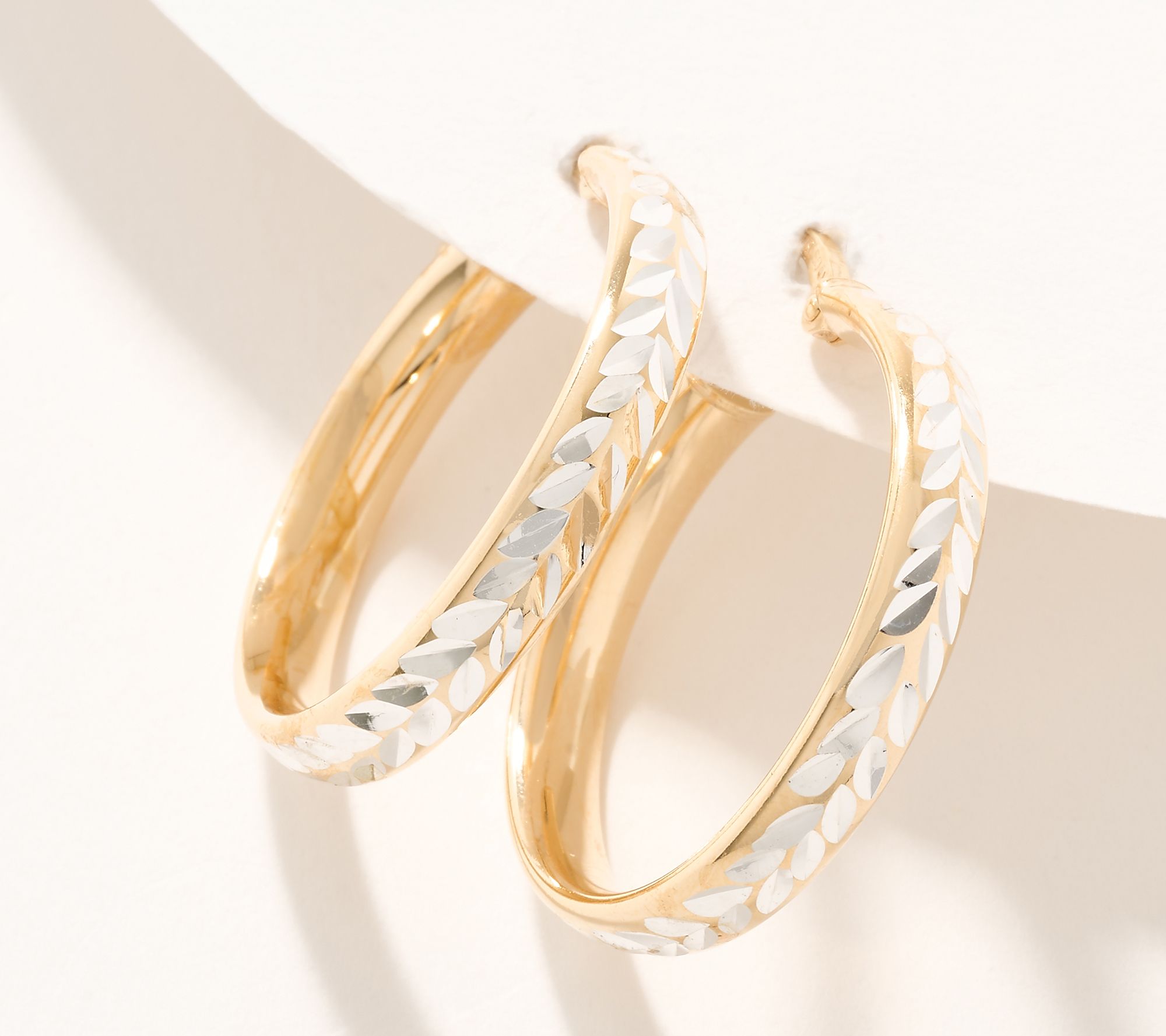 UltraFine 950 Silver Diamond Cut 1" Hoop Earrings