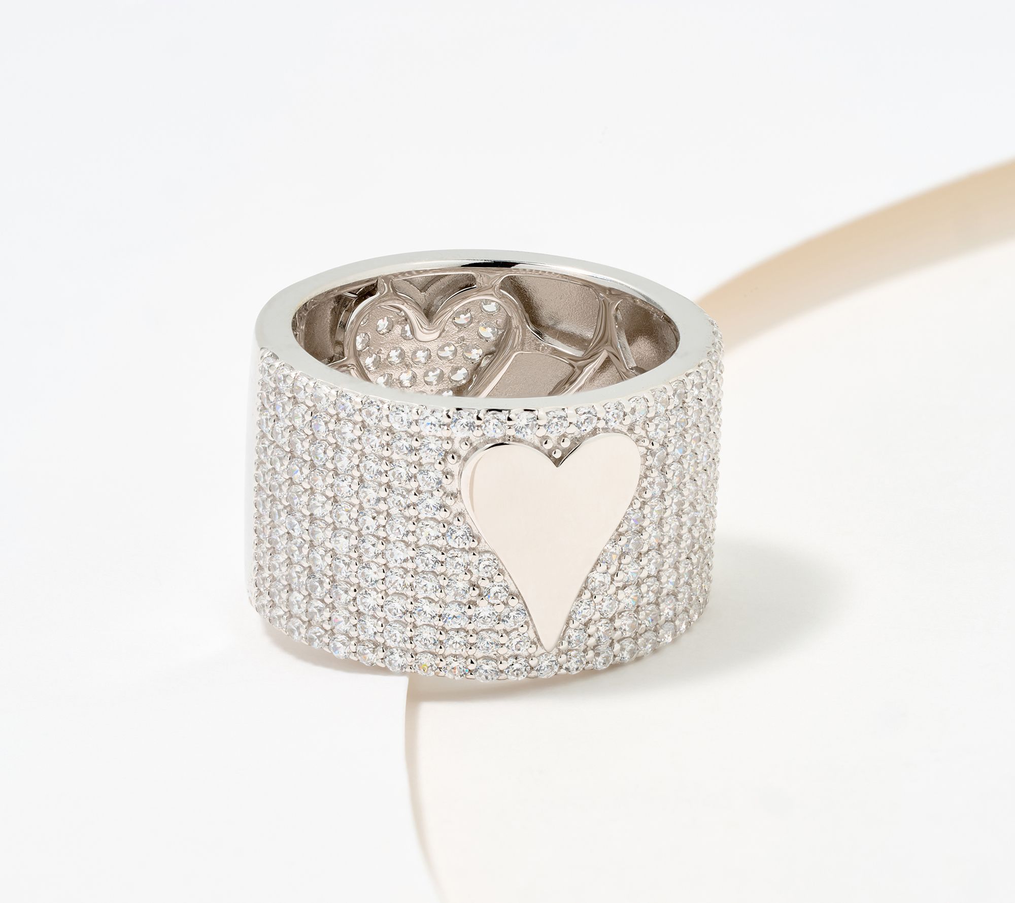 Diamonique x Jennifer Miller Reverse Pave Heart Motif Band Ring