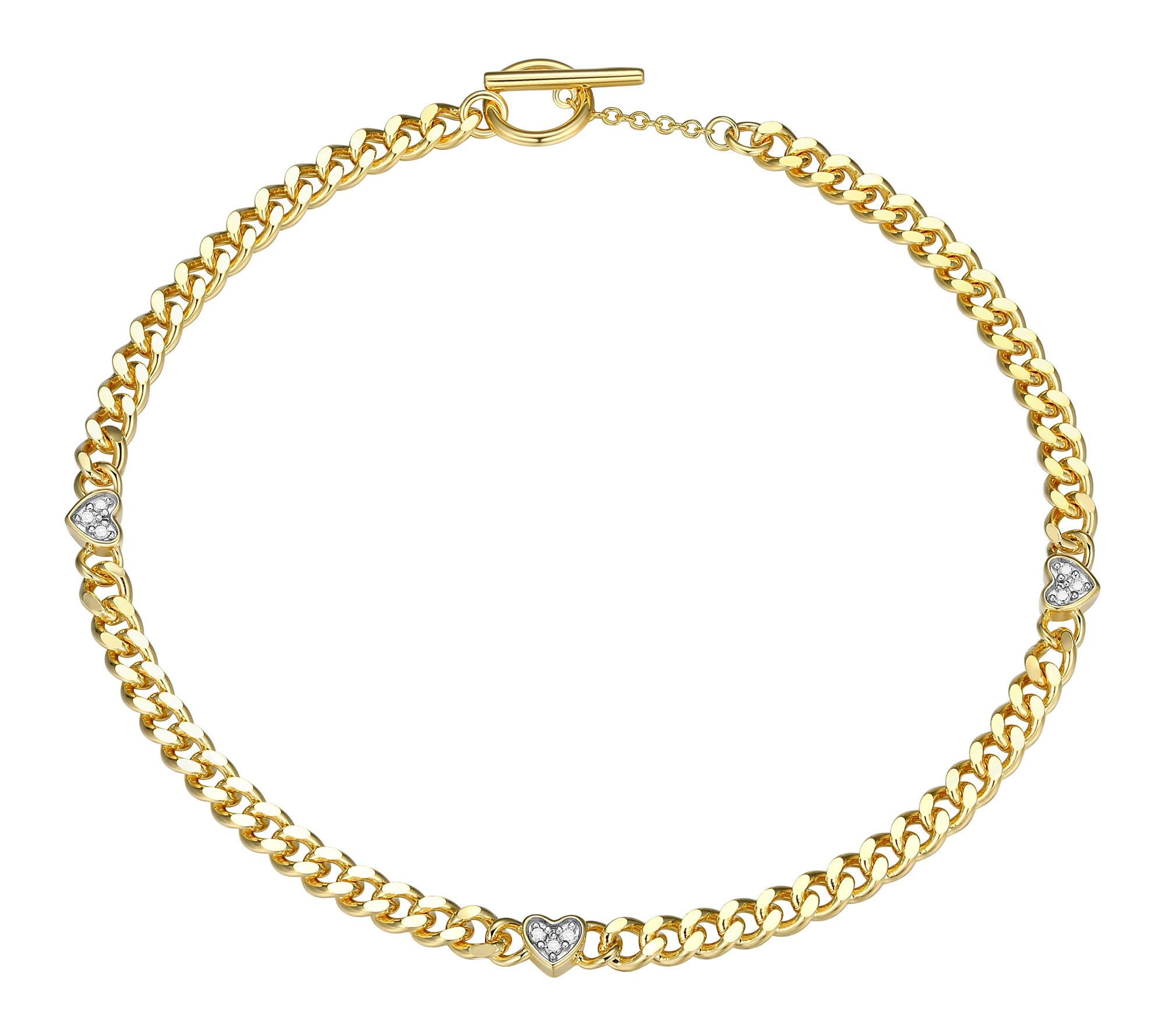 Diamond Accent Chain Bracelet, 18K Gold Plated - QVC.com