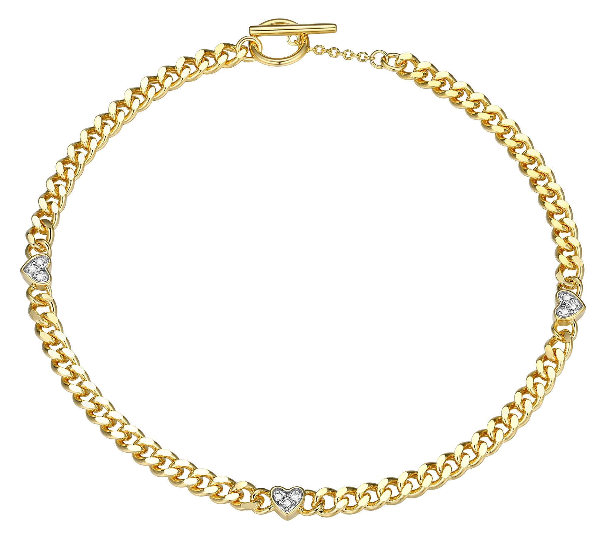 Diamond Accent Chain Bracelet, 18K Gold Plated
