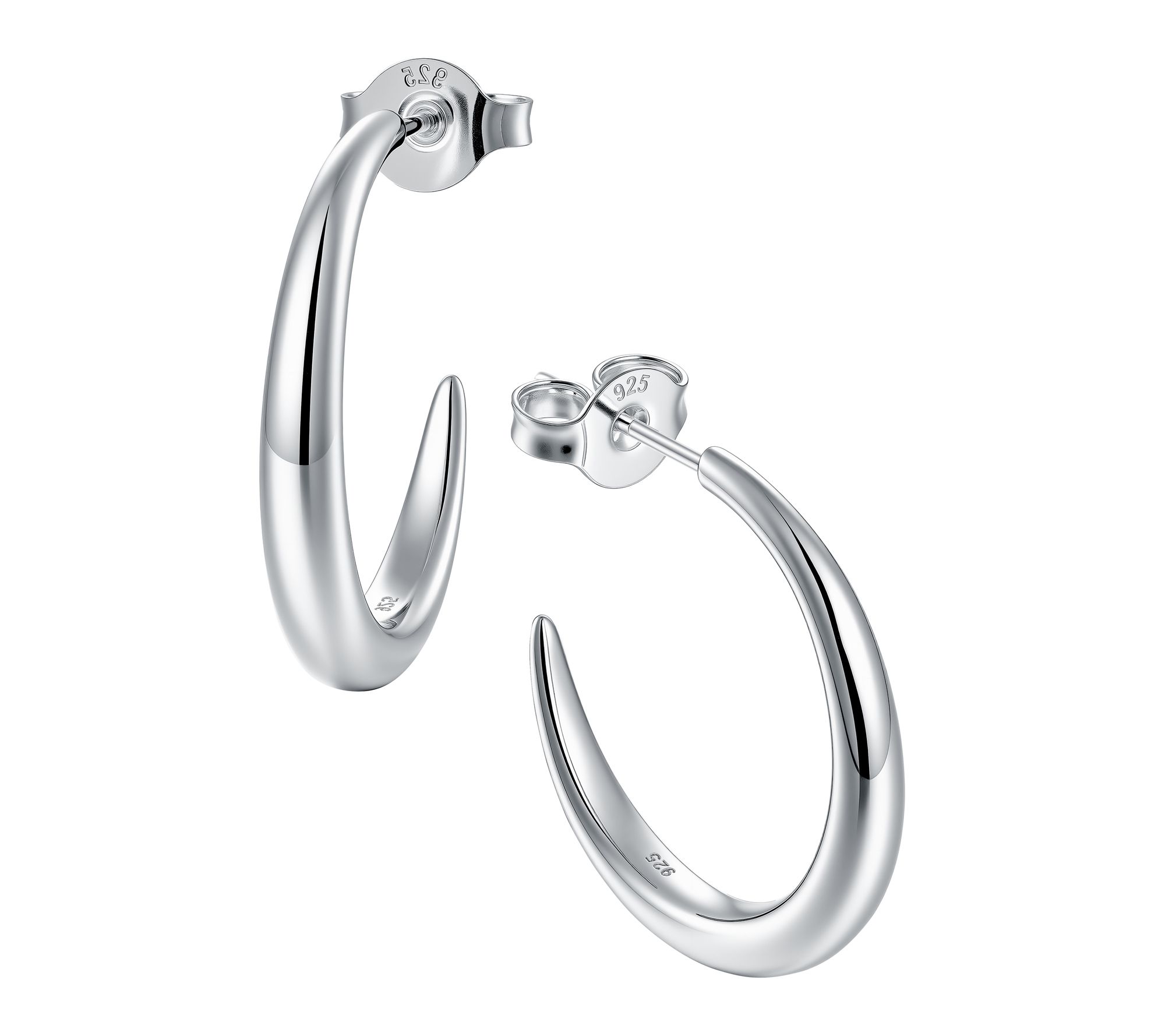 Silver Style Polished 1" Hoop Earrings, Sterling