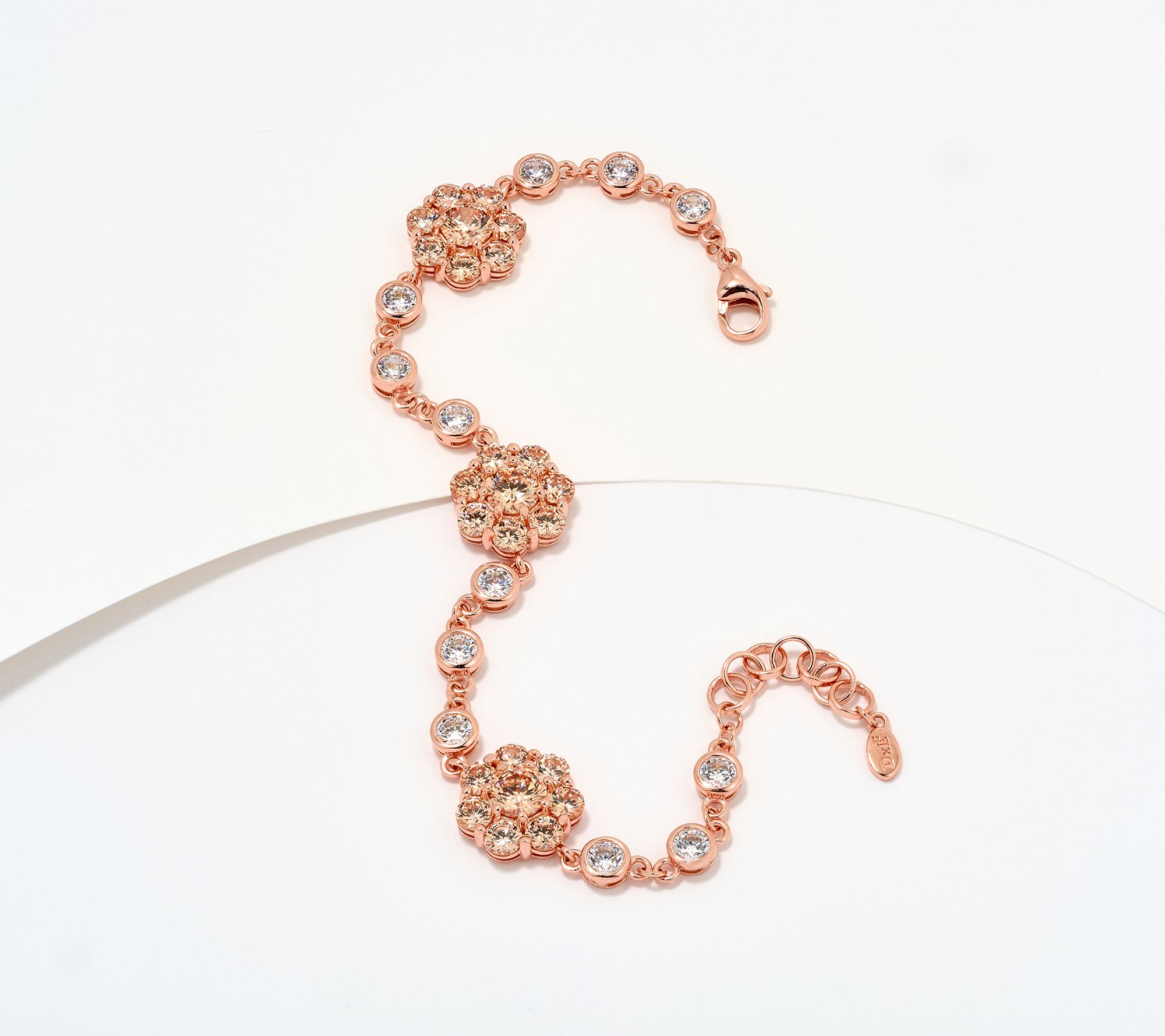 Diamonique x Lulu Frost Champagne Flower Bracelet Sterling Silver