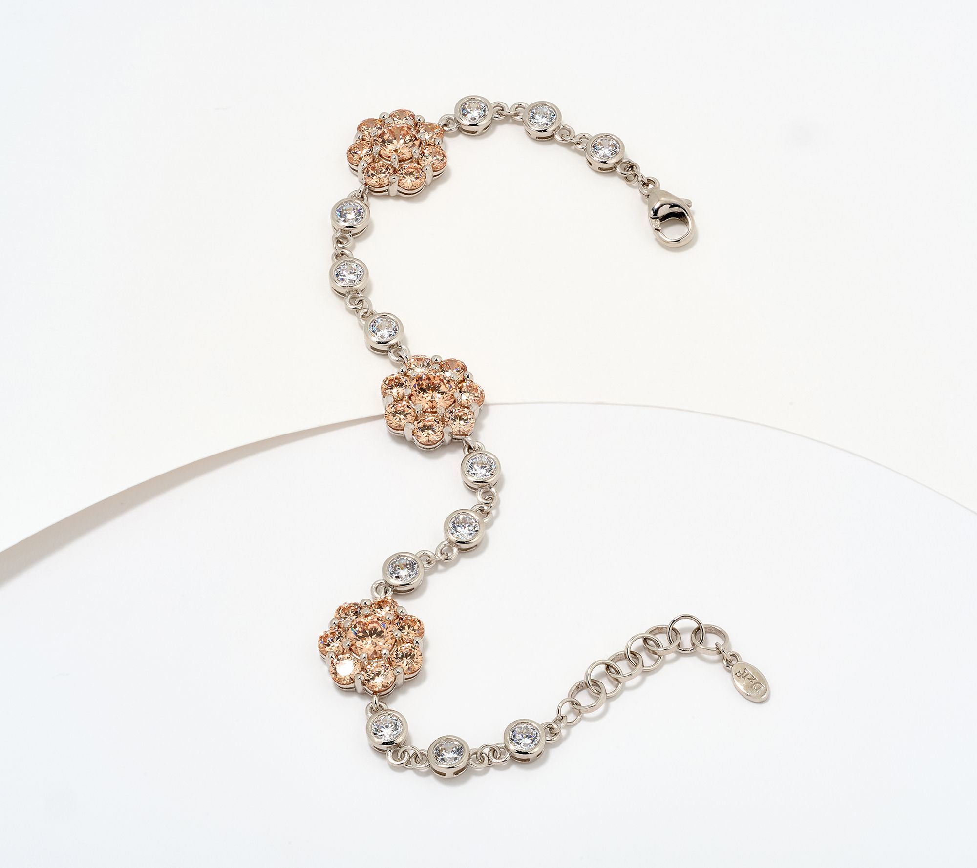 Diamonique x Lulu Frost Champagne Flower Bracelet Sterling Silver
