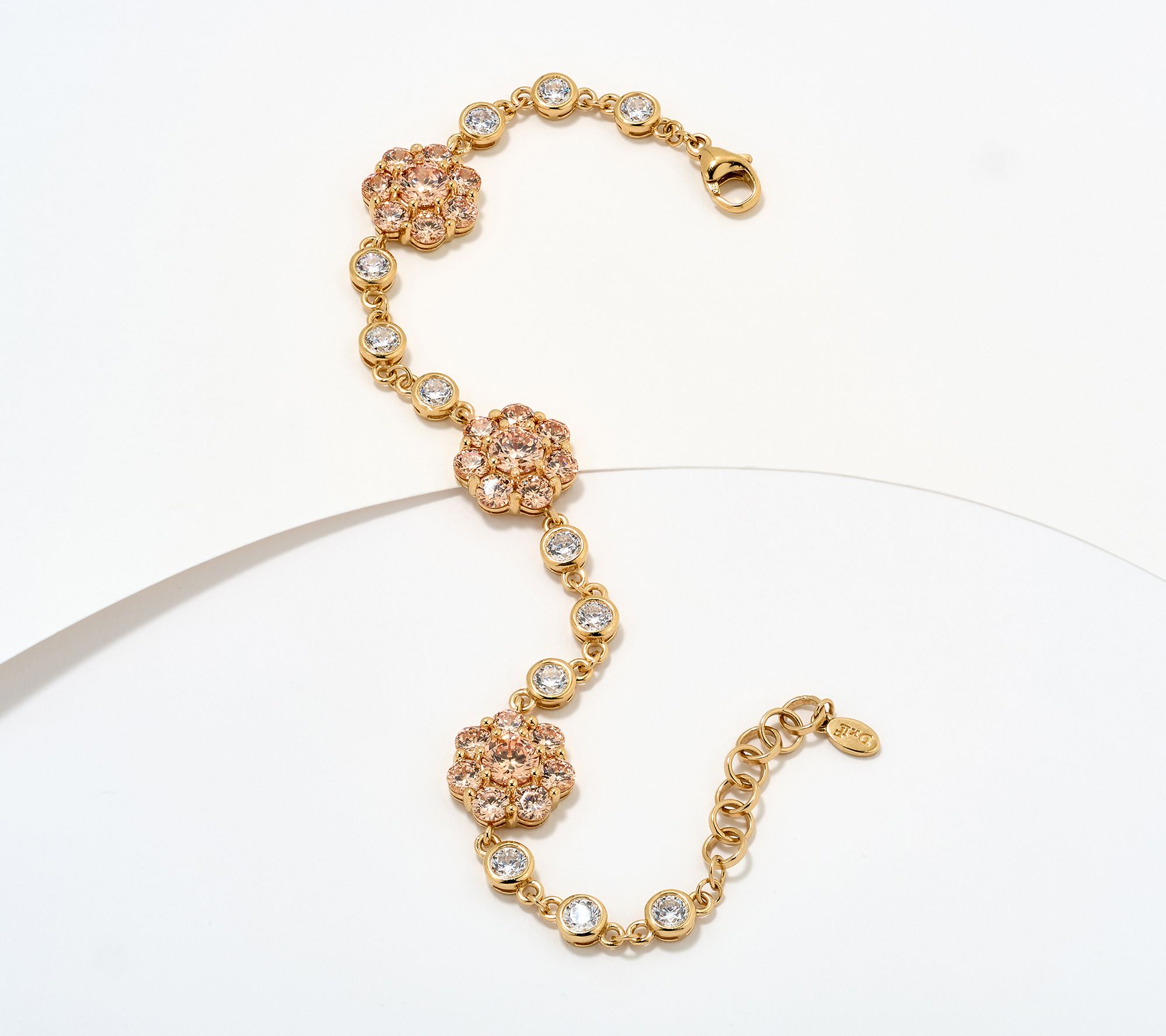 Diamonique x Lulu Frost Champagne Flower Bracelet Sterling Silver