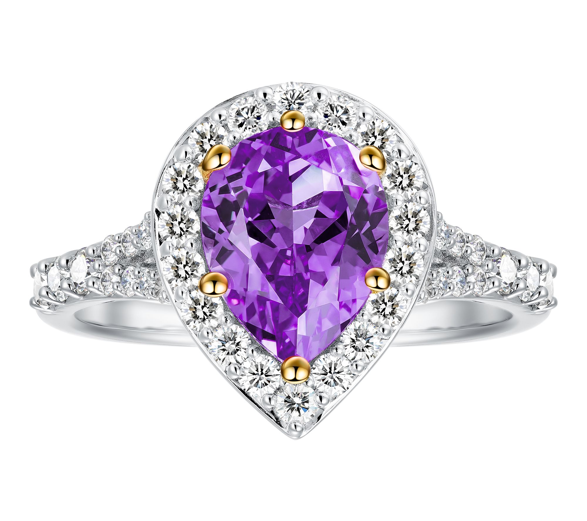 Fire Light Lab Grown Diamond & Violet Sapphire Ring, Sterling