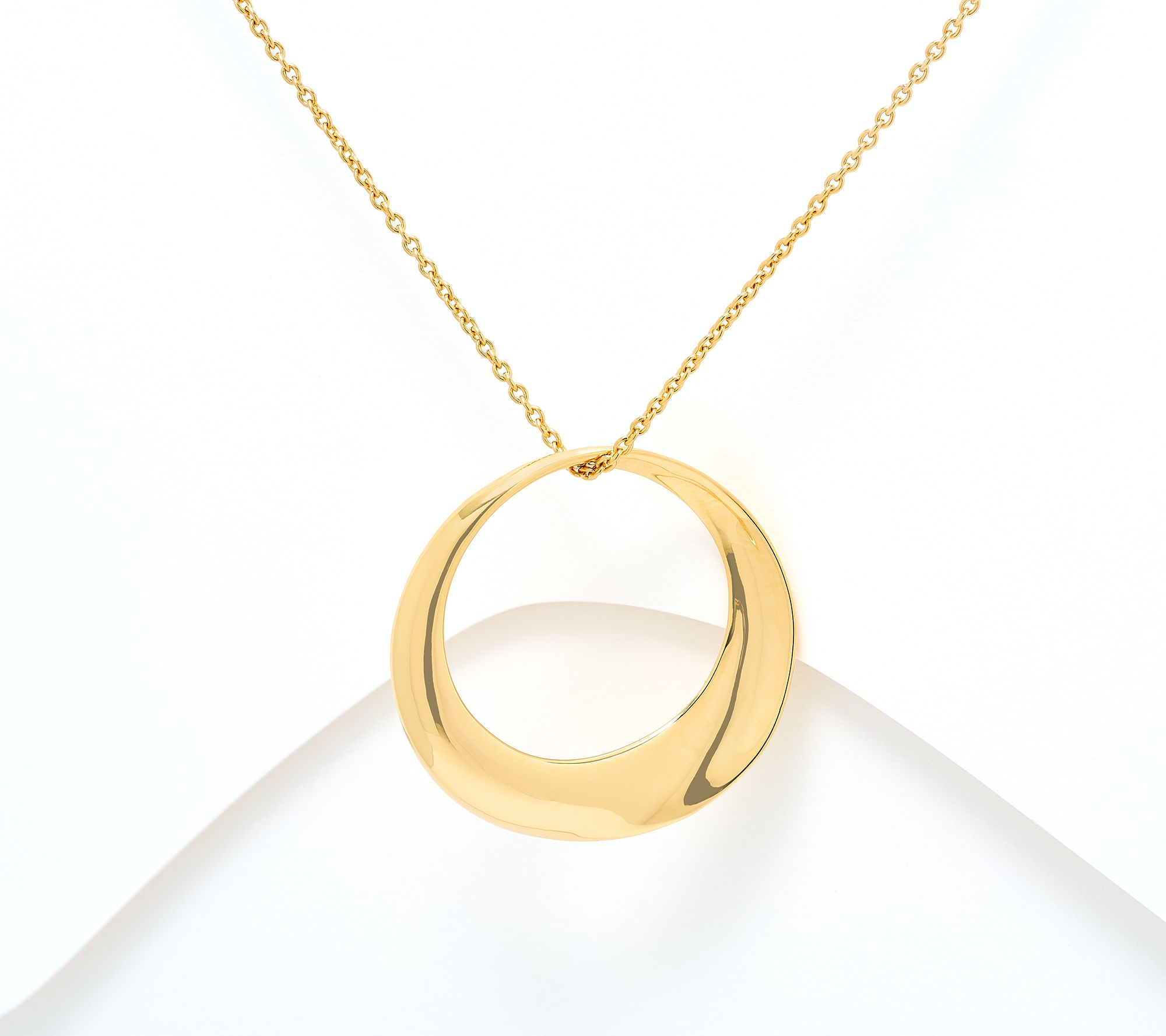 Silver Style Open Circle Sculpture Necklace, Sterling Silver