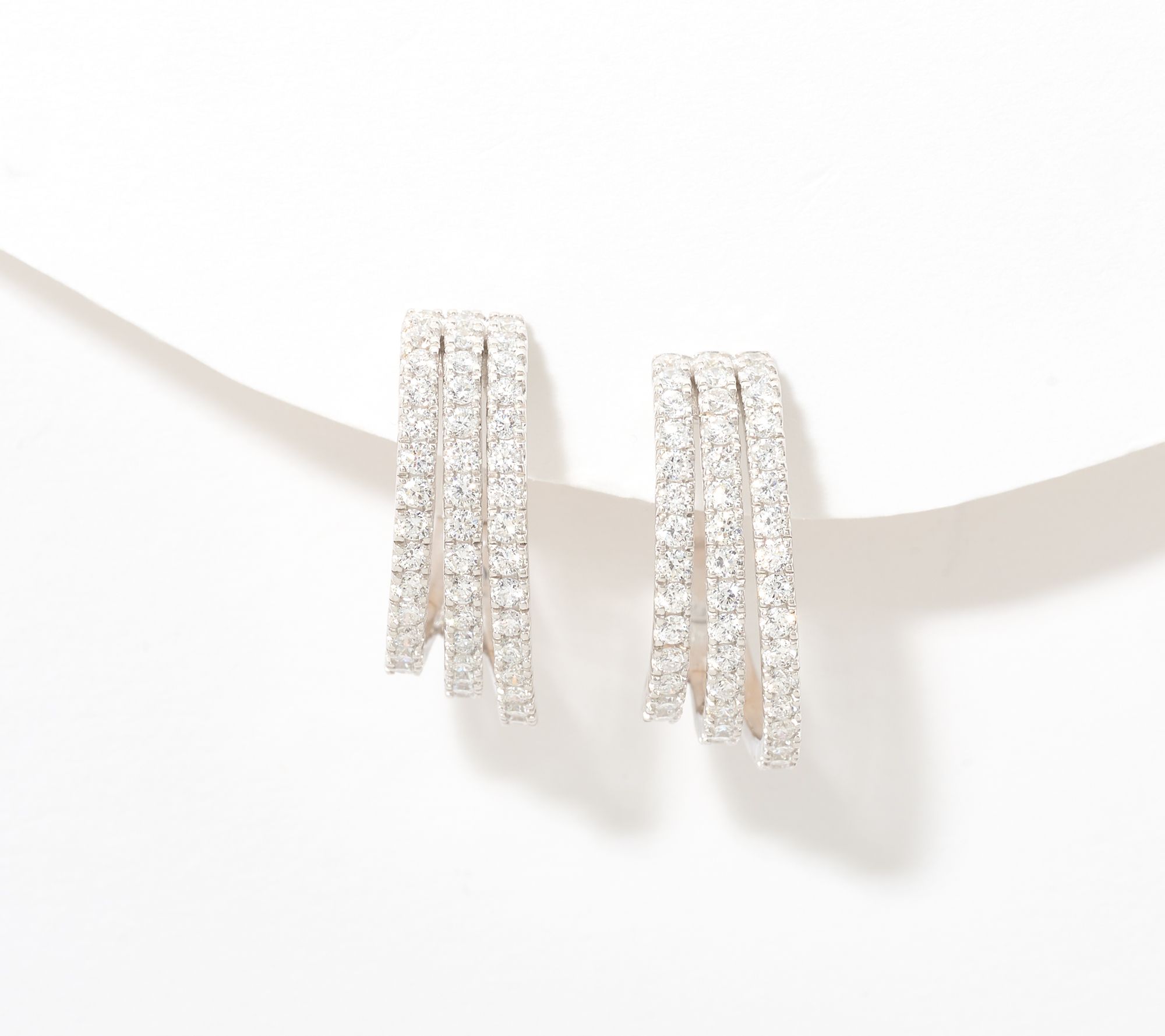 Fire Light Lab Grown Diamond 3-Row 1.00 cttw Hoops Sterling Silver