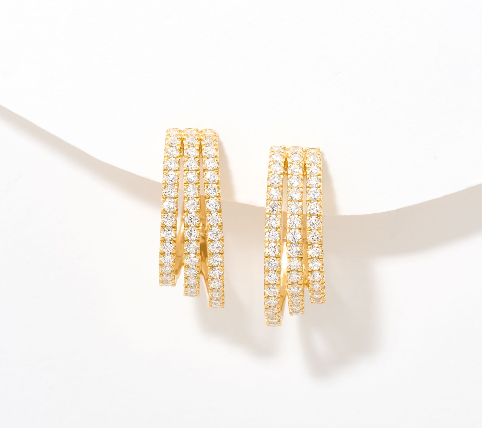 Fire Light Lab Grown Diamond 3-Row 1.00 cttw Hoops Sterling Silver