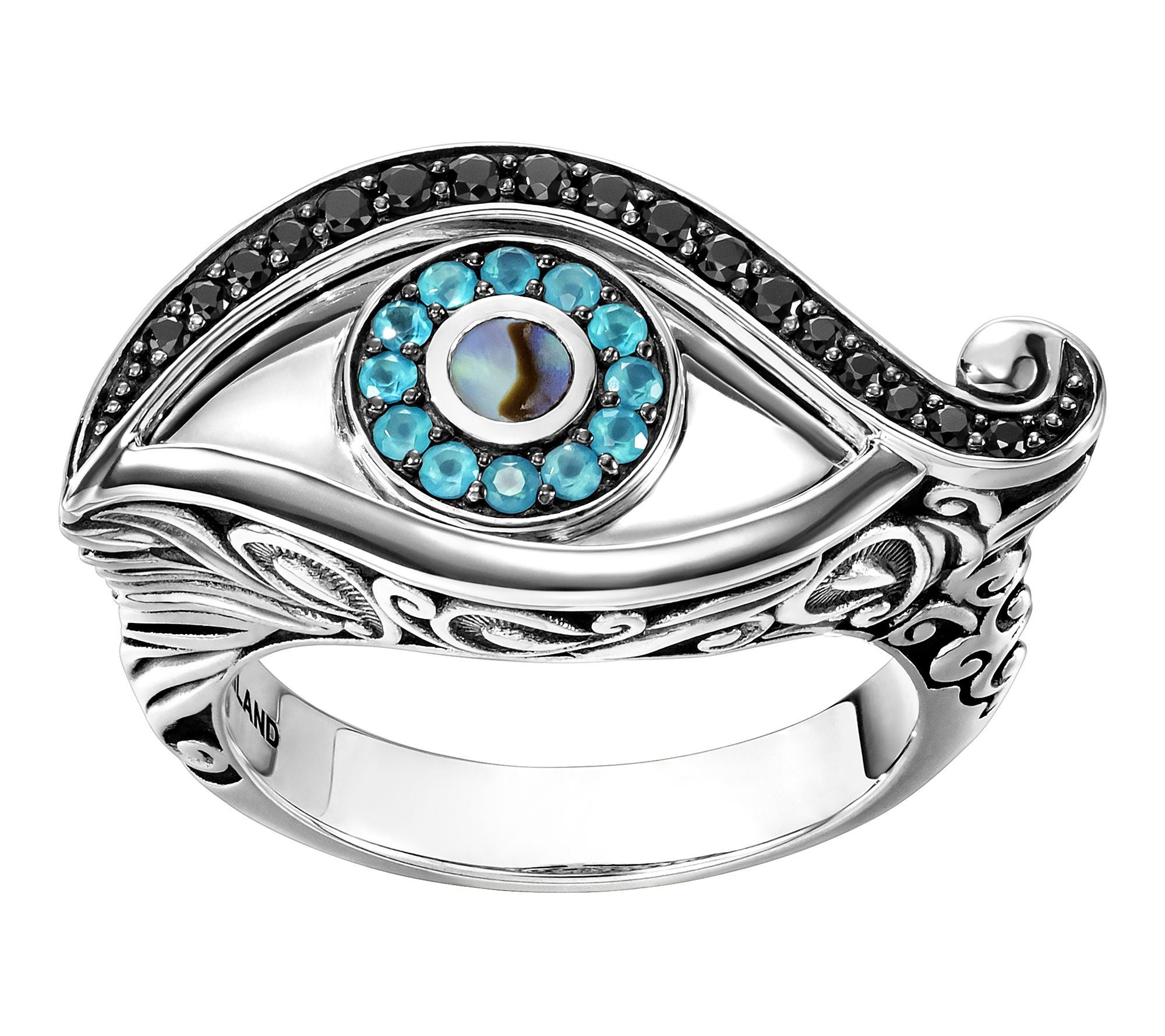 Third Person Sterling Creative Soul Gemstone Evil Eye Ring