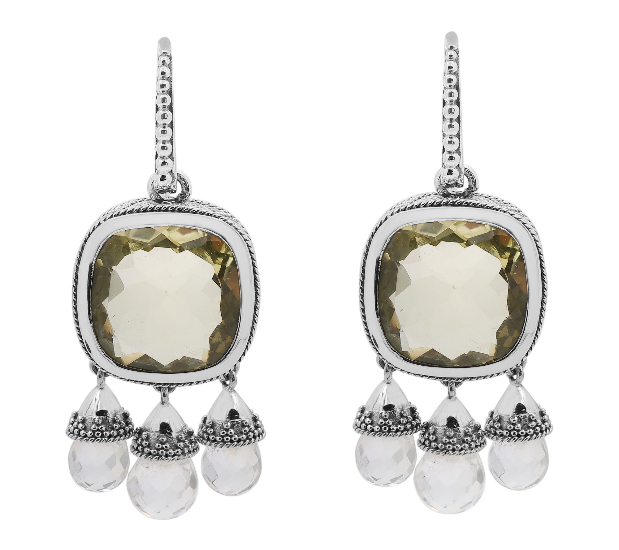 Artisan Crafted Sterling Silver Quartz & Crystal Earrings