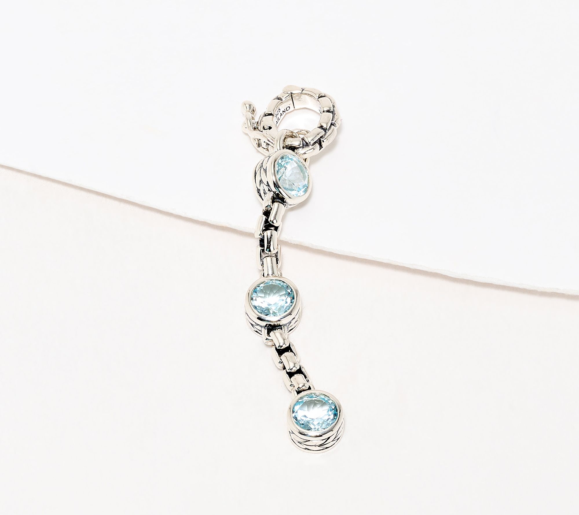 JAI Sterling Bezel Set Gemstone Box Chain Enhancer