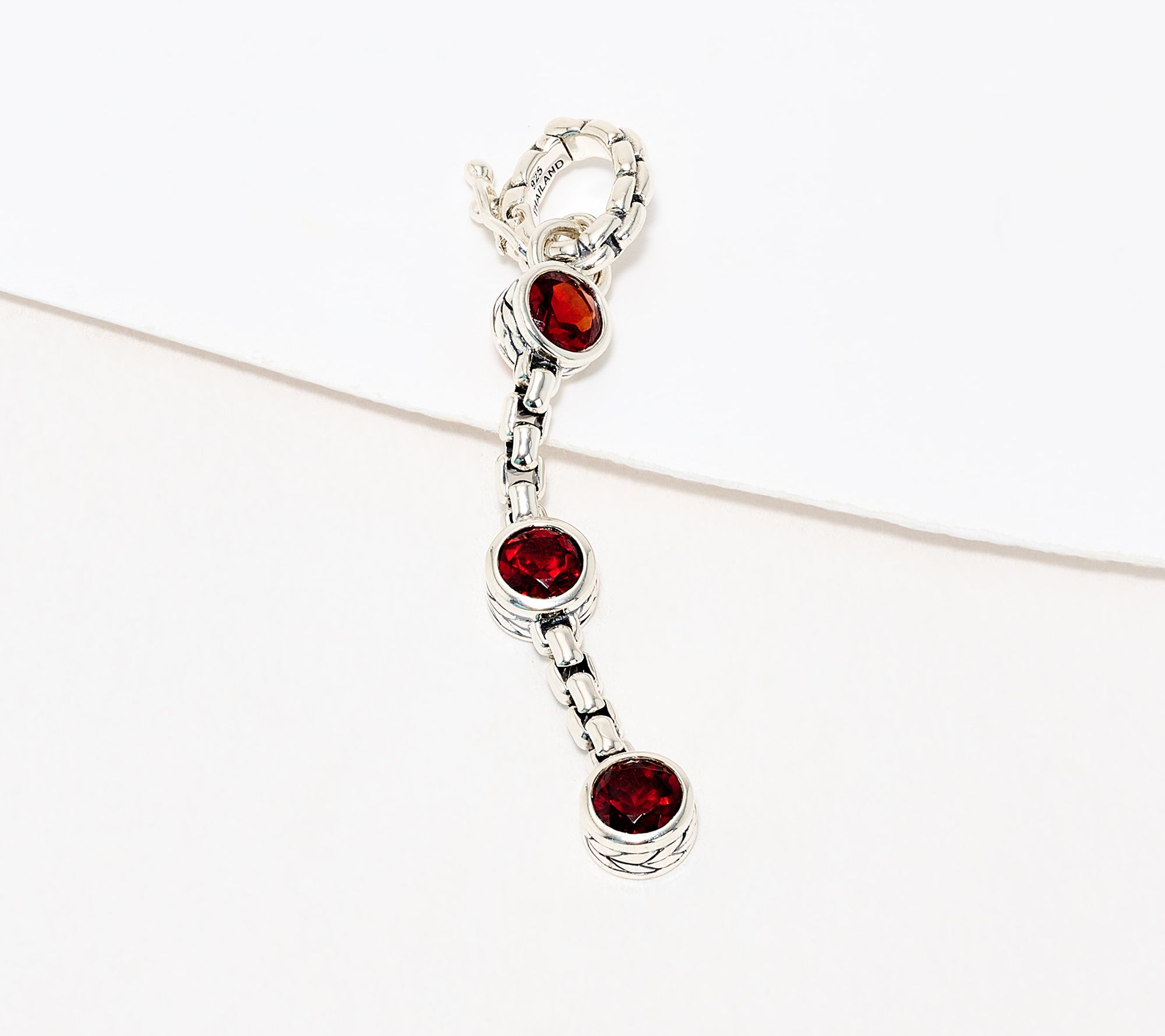 JAI Sterling Bezel Set Gemstone Box Chain Enhancer