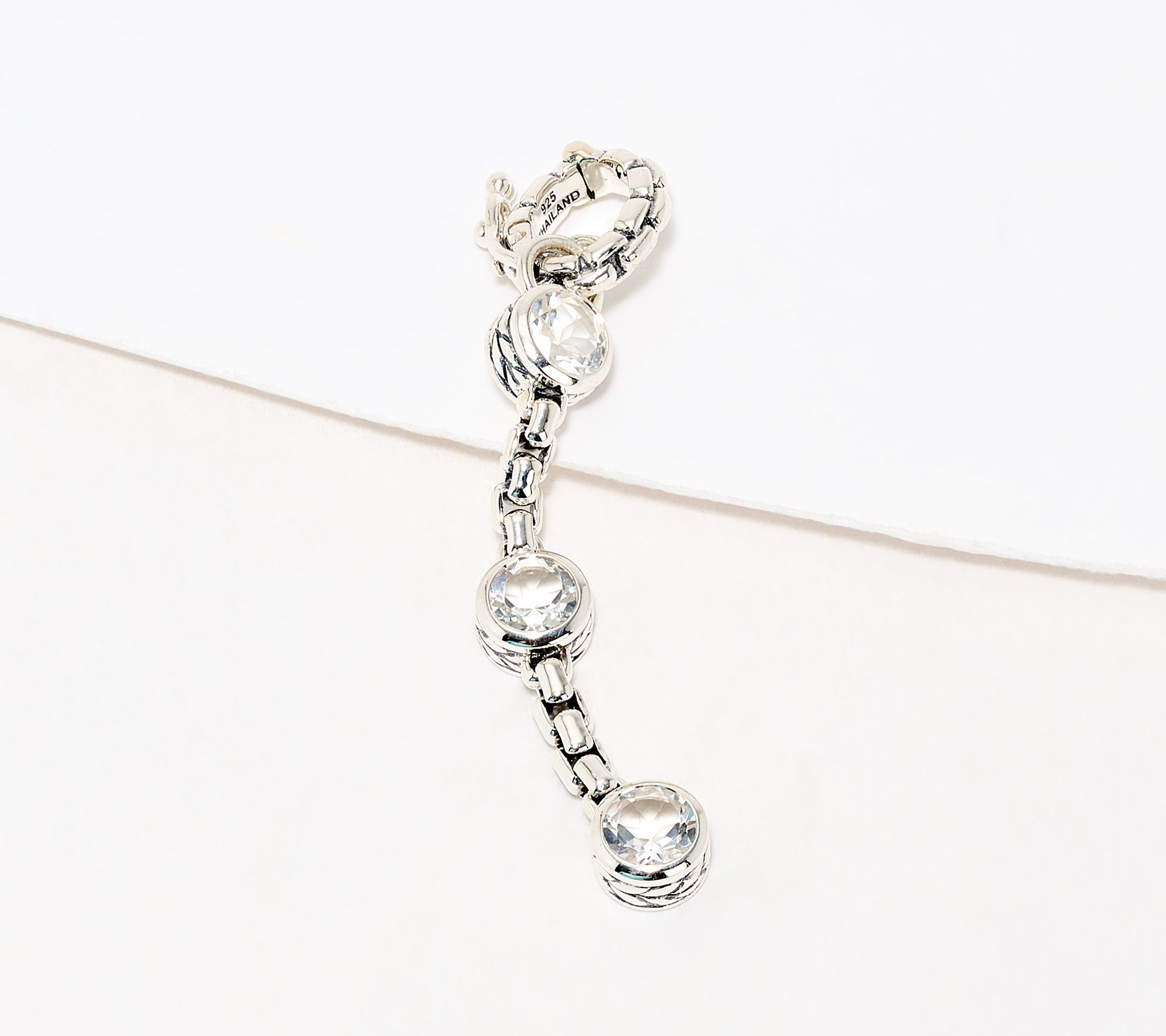 JAI Sterling Bezel Set Gemstone Box Chain Enhancer