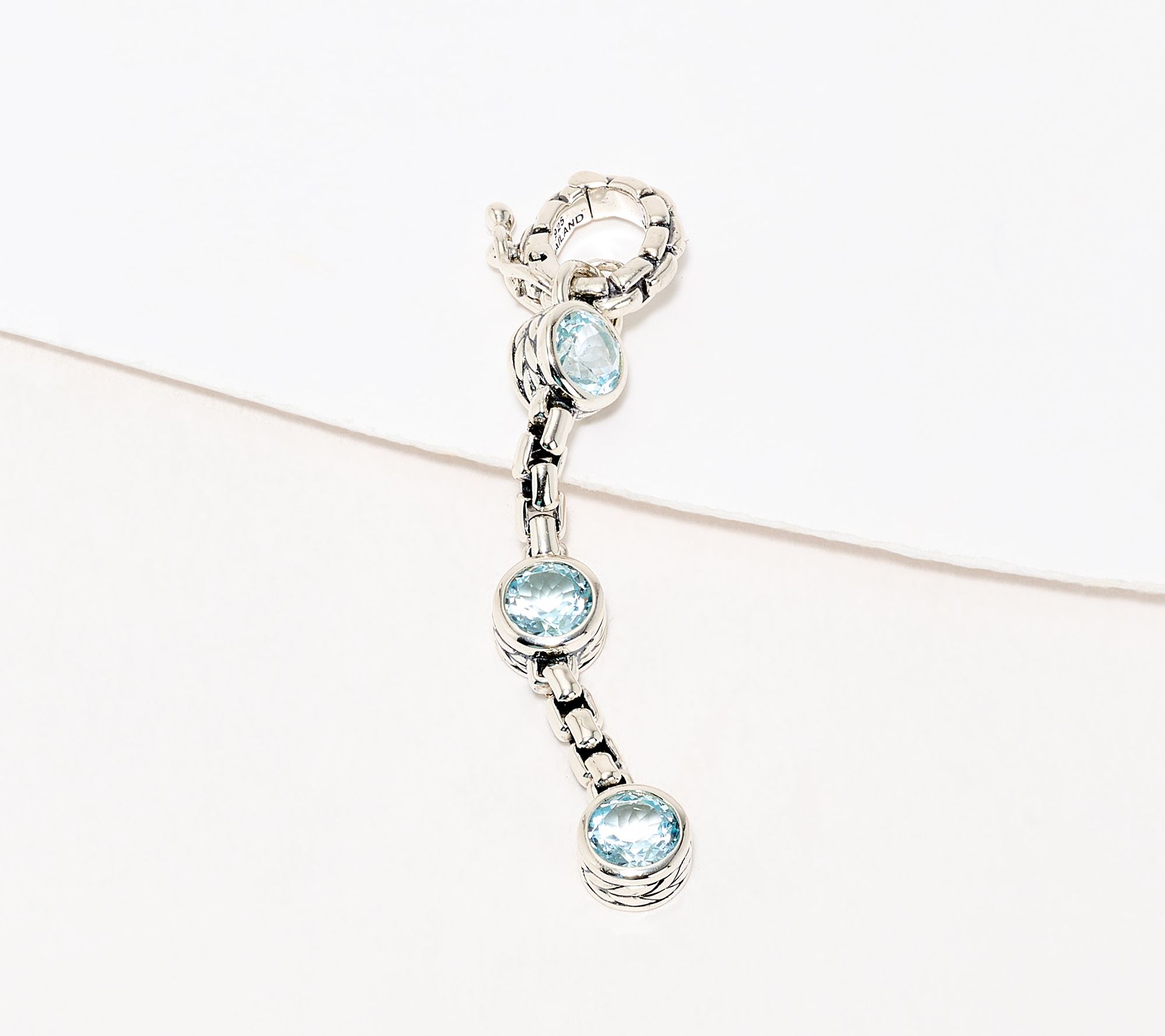 JAI Sterling Bezel Set Gemstone Box Chain Enhancer
