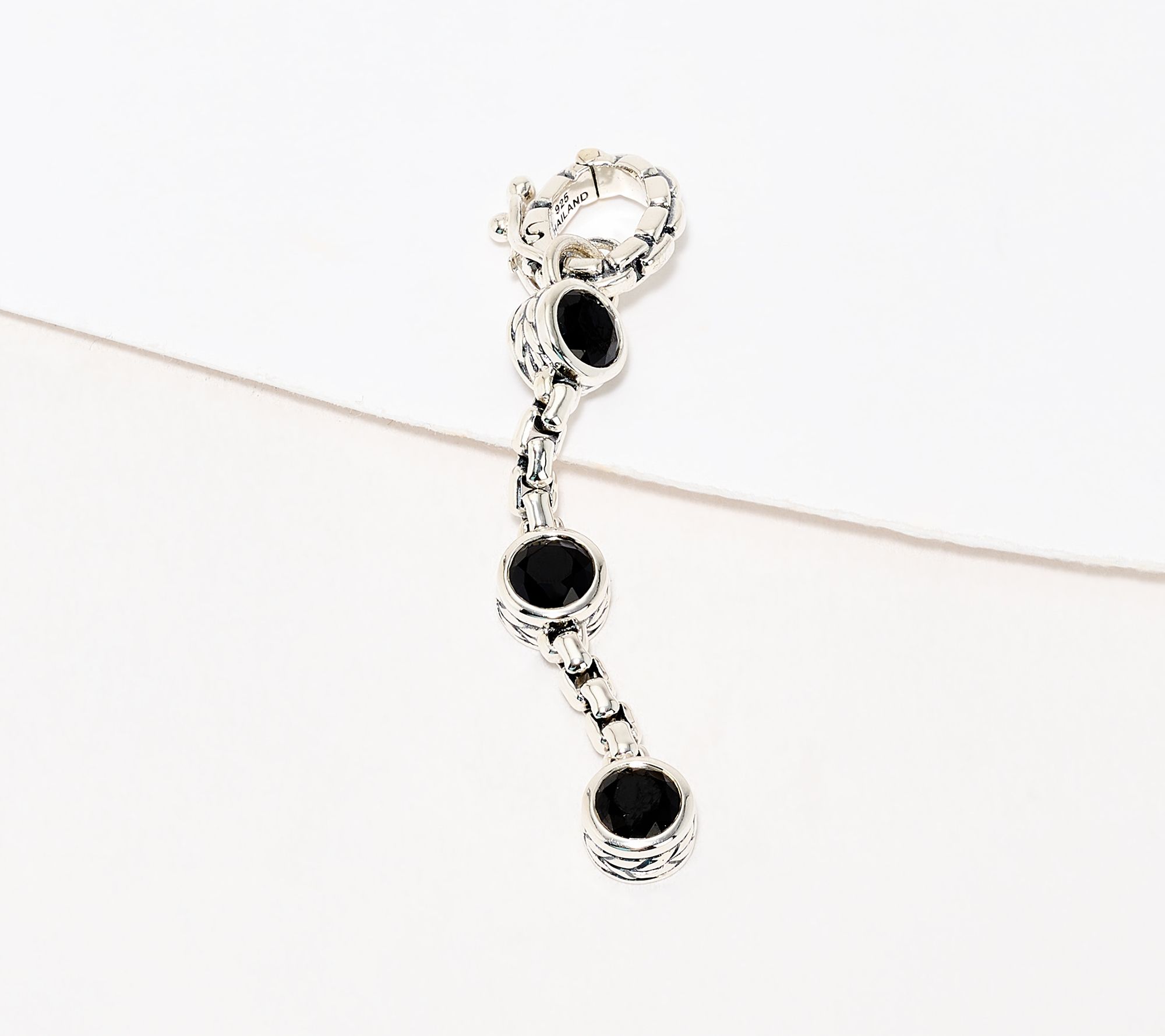 JAI Sterling Bezel Set Gemstone Box Chain Enhancer
