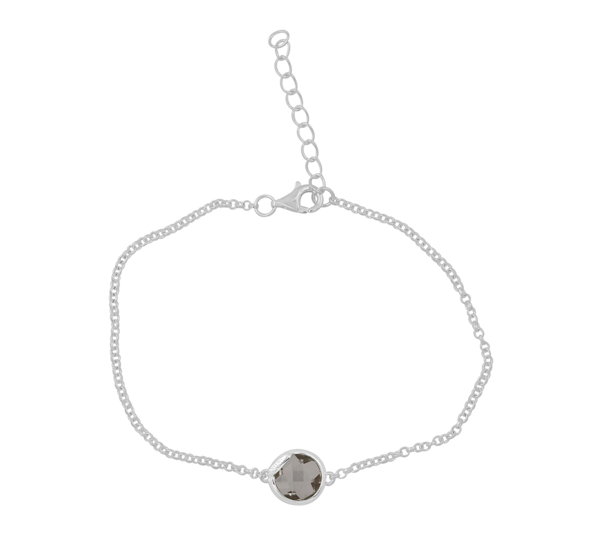 Affinity Gems Rock Crystal Solitaire Bracelet,Sterling