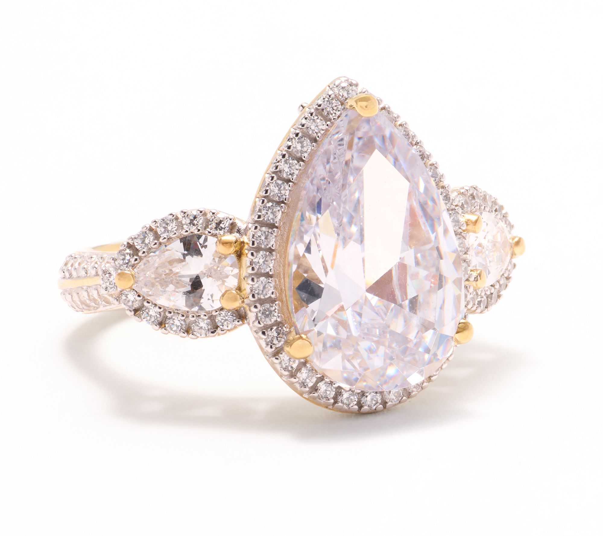 Diamonique x Jennifer Miller Mega Pear Ornate Ring, Sterling Silver