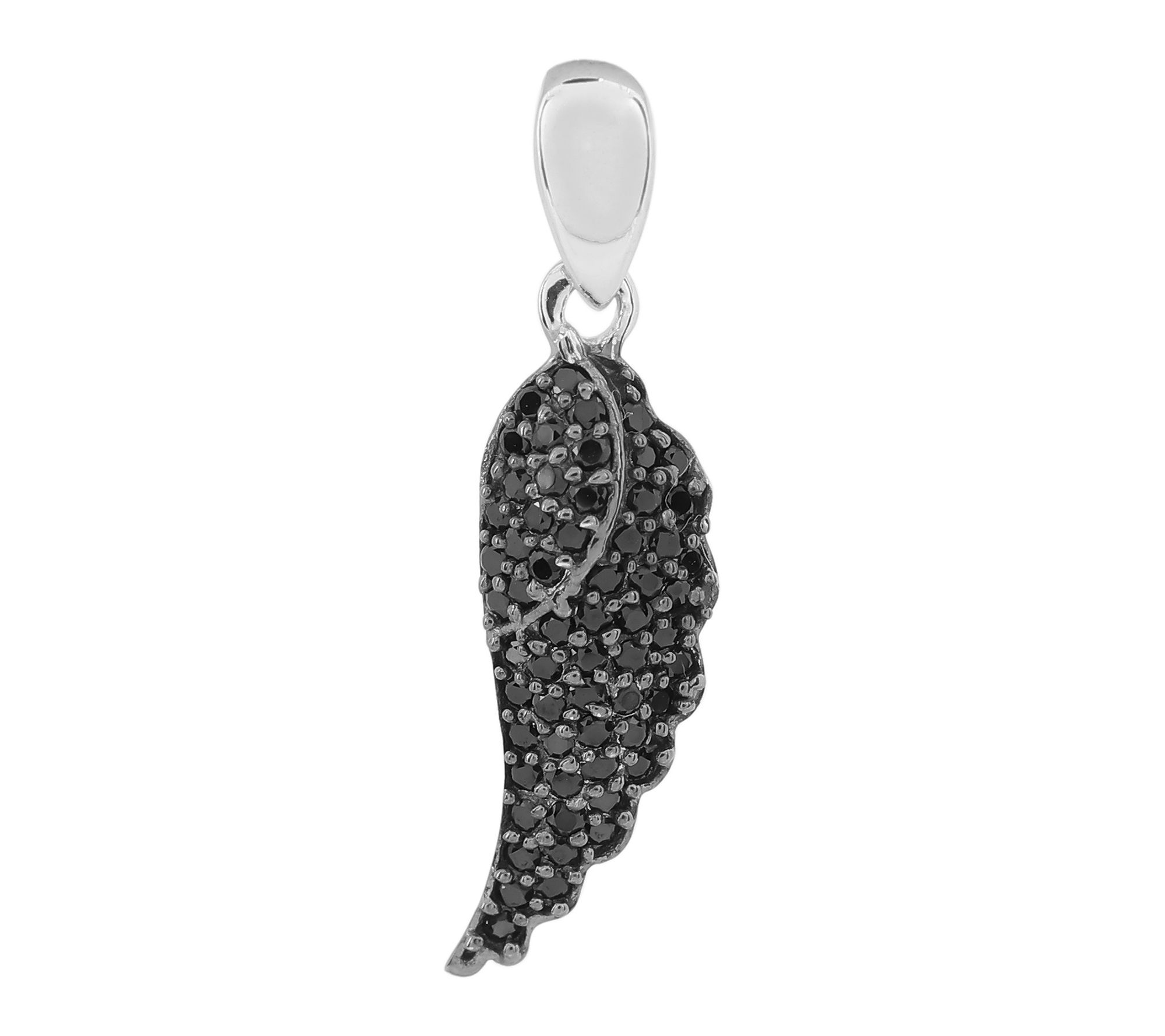 Affinity Gems Black Spinel Angel Wing Pendant,Sterling Silver