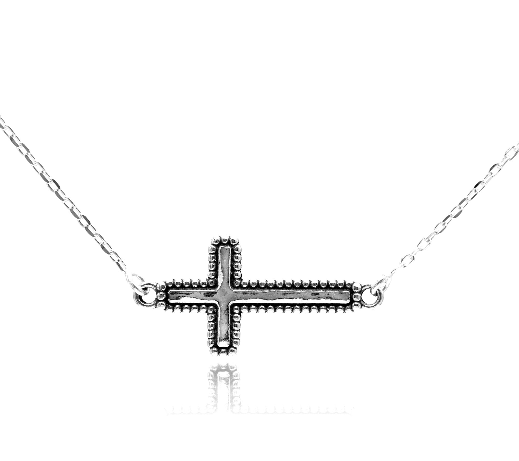 Or Paz Sterling Silver Sideways Beaded Frame Cross Necklace
