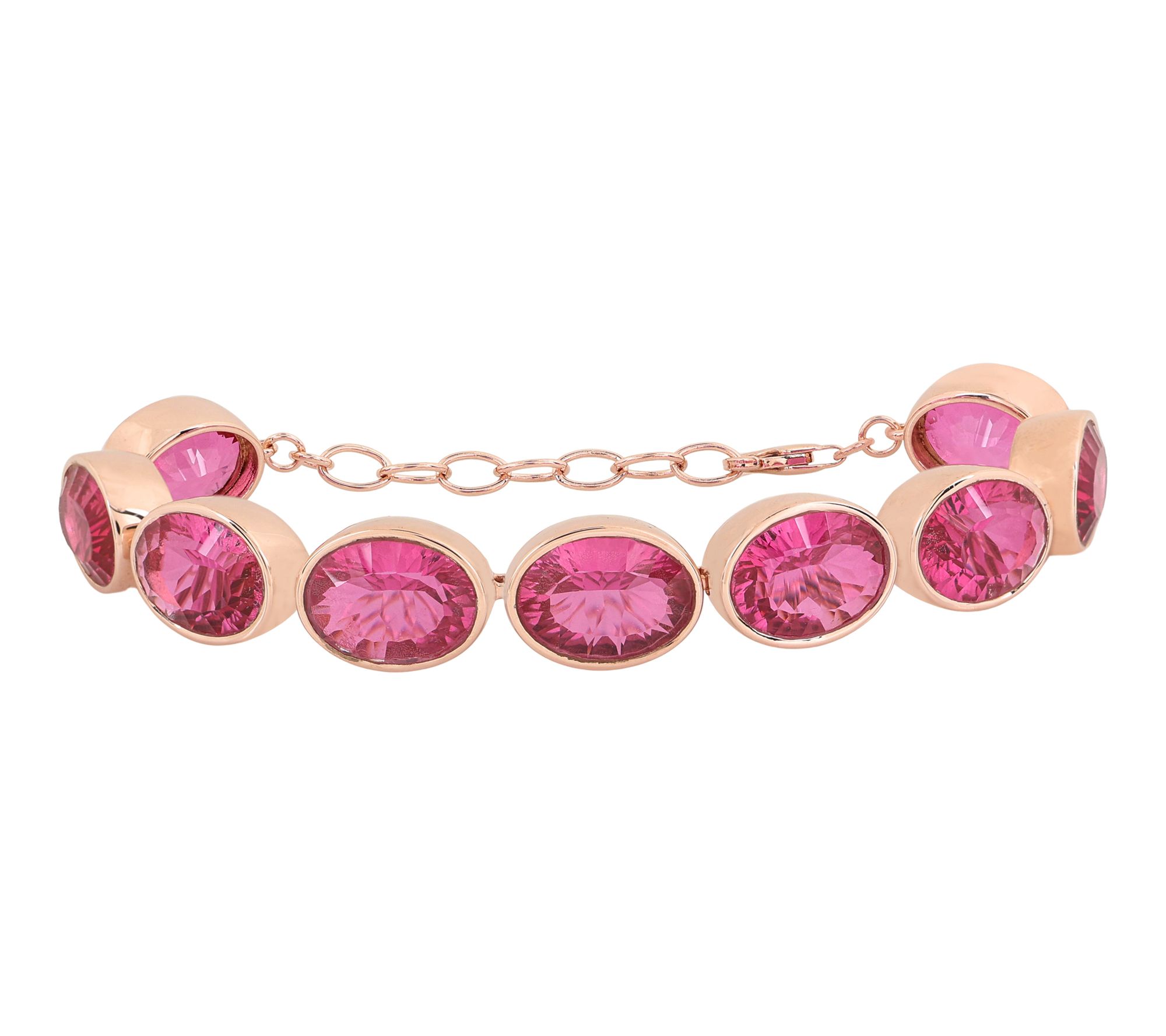 Affinity Gems Pink Tourmaline Doublet Bracelet,14K Plated