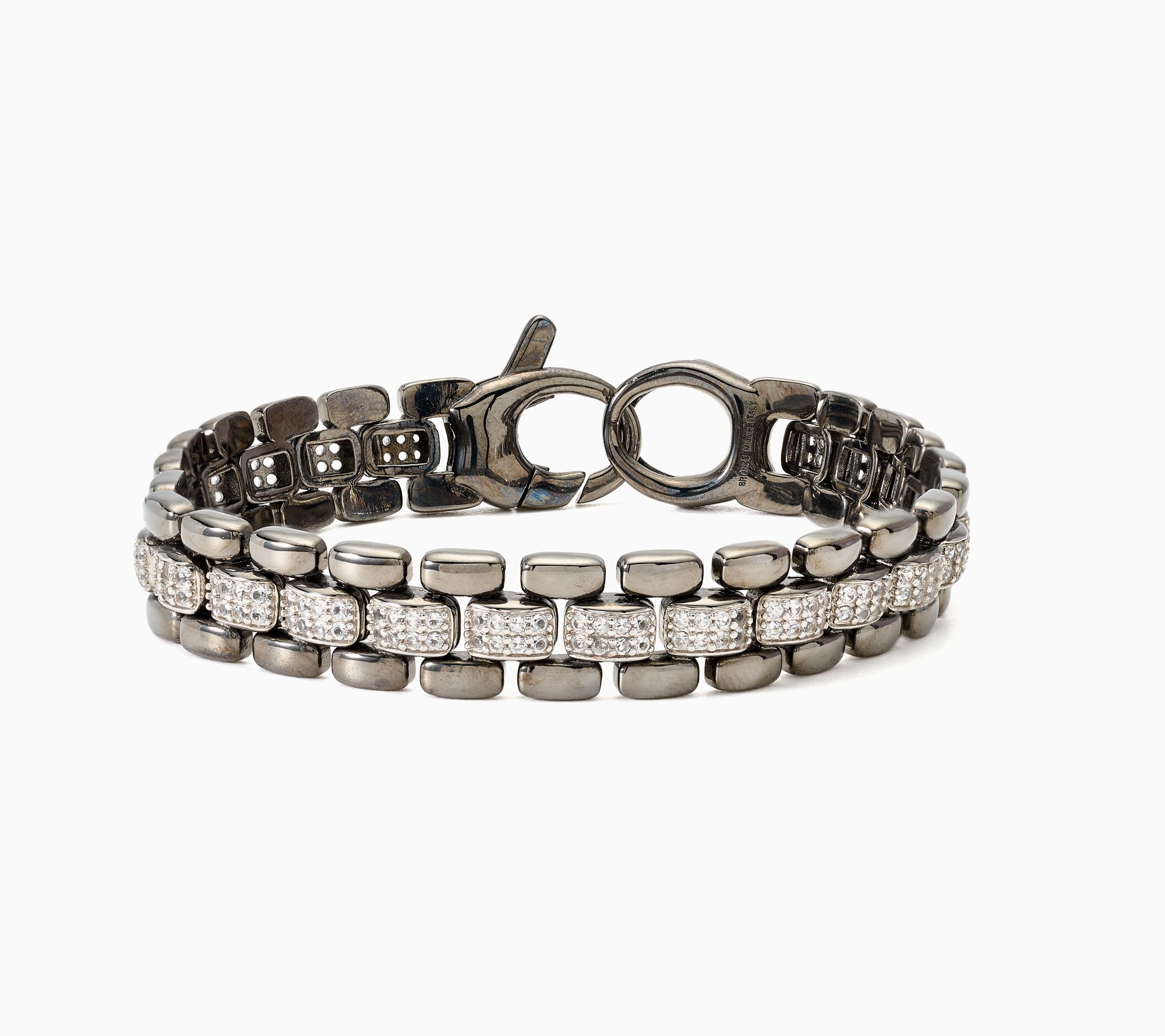 David Markstein Bronze Status White Topaz Panther Link Bracelet