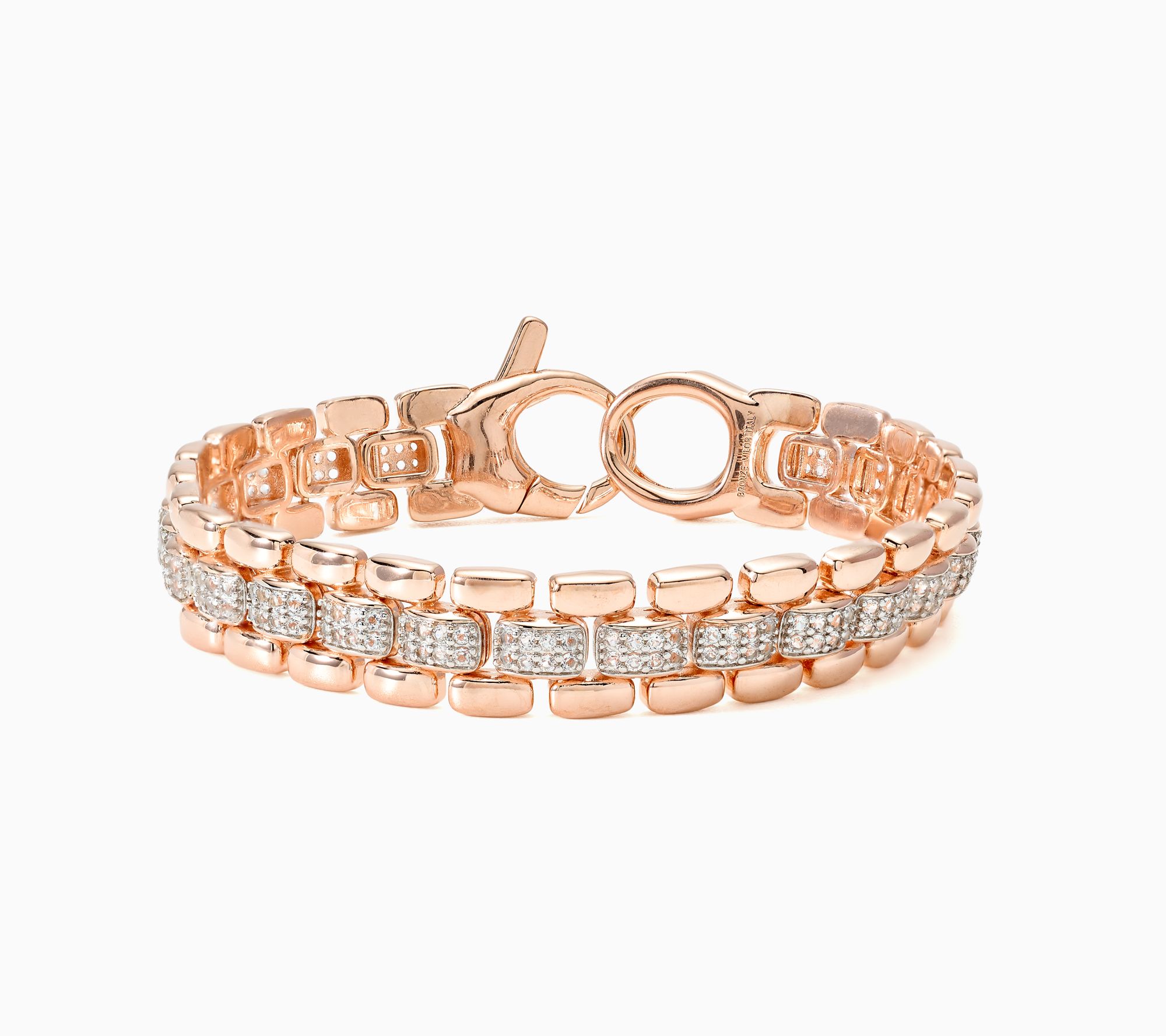 David Markstein Bronze Status White Topaz Panther Link Bracelet