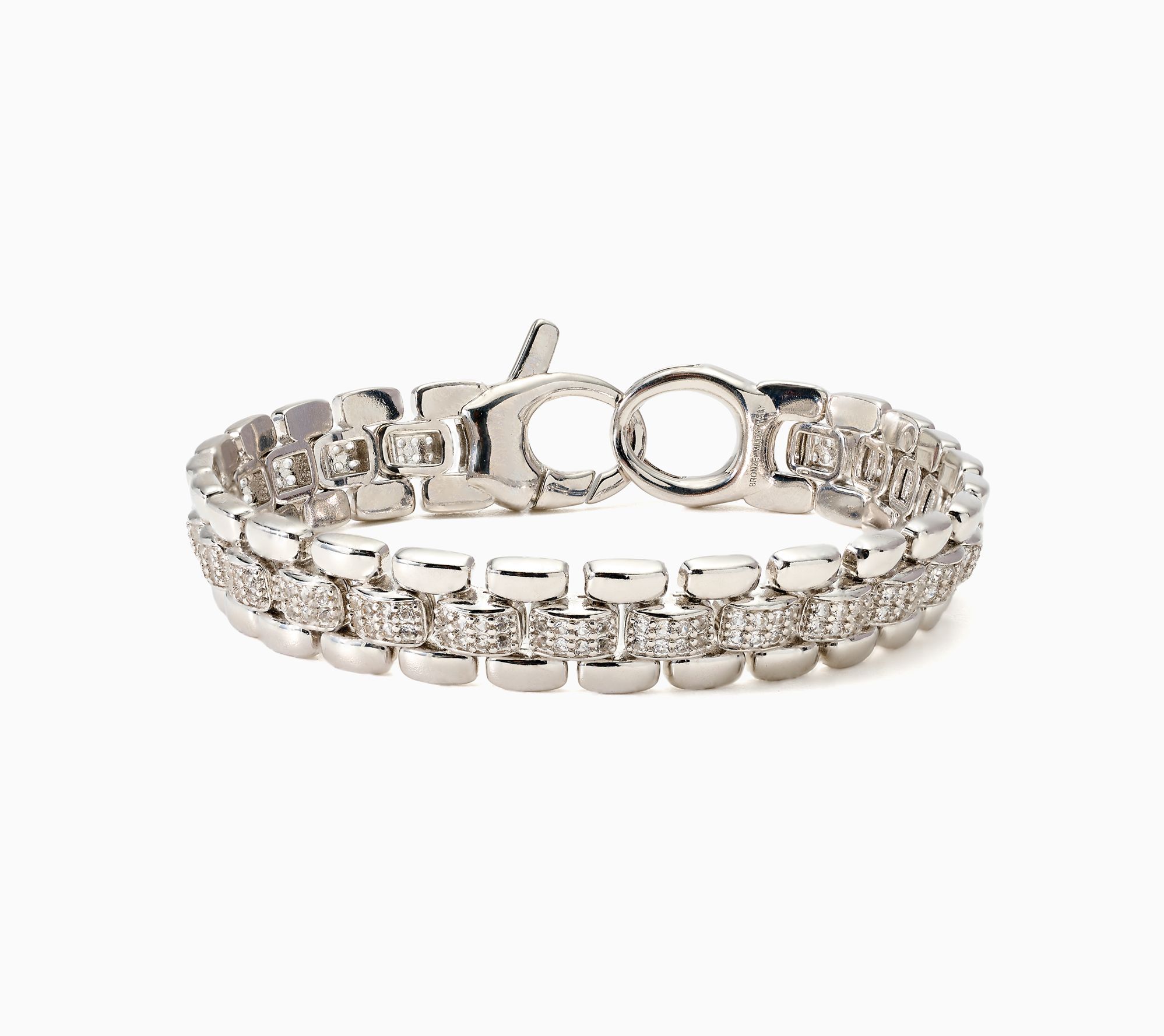 David Markstein Bronze Status White Topaz Panther Link Bracelet