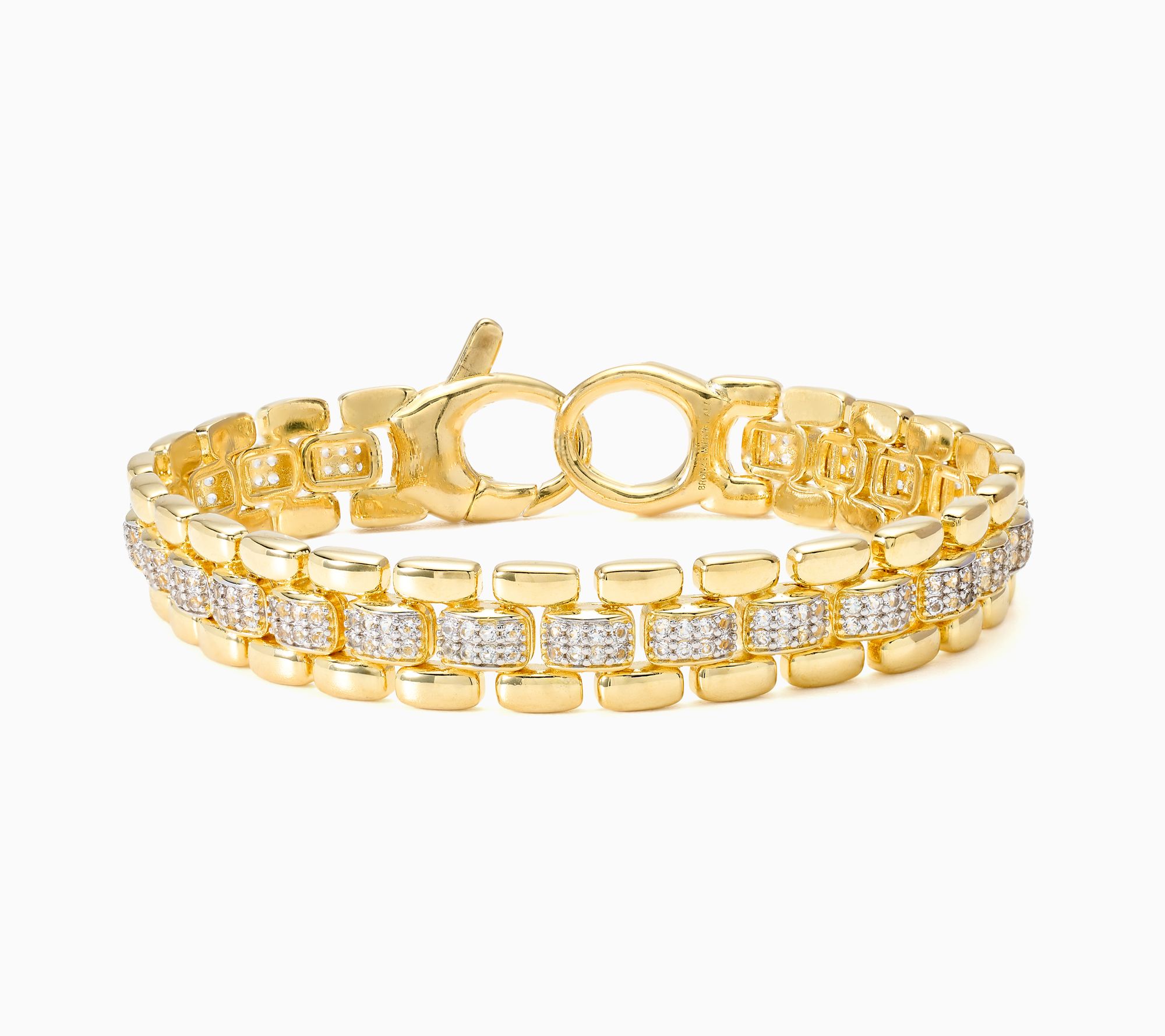 David Markstein Bronze Status White Topaz Panther Link Bracelet