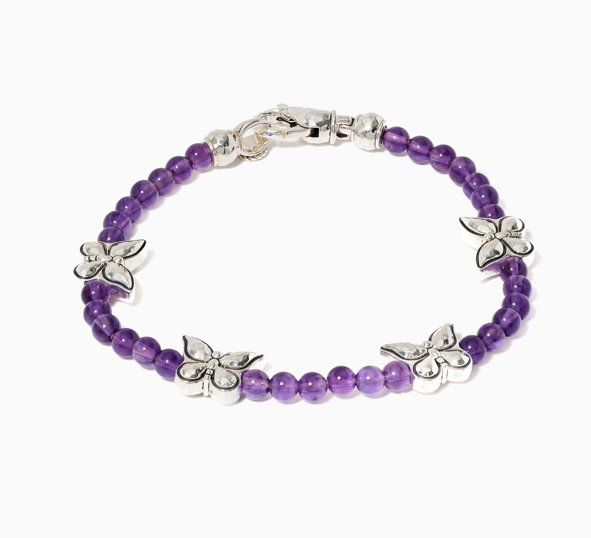 JAI Sterling Silver Symbols of Love Gemstone Bead Bracelet