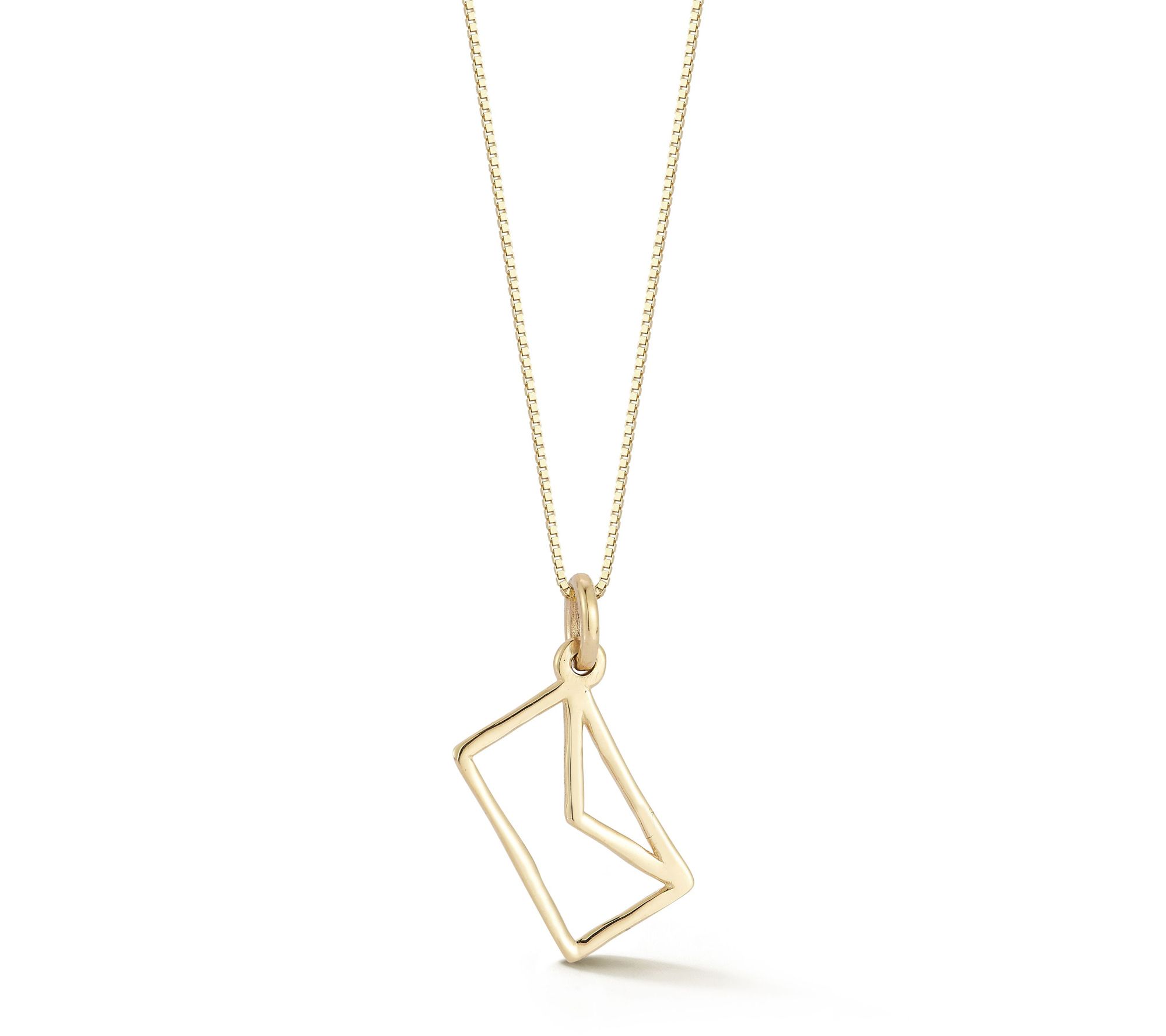 Italian Gold Envelope Pendant w/ Chain, 14K