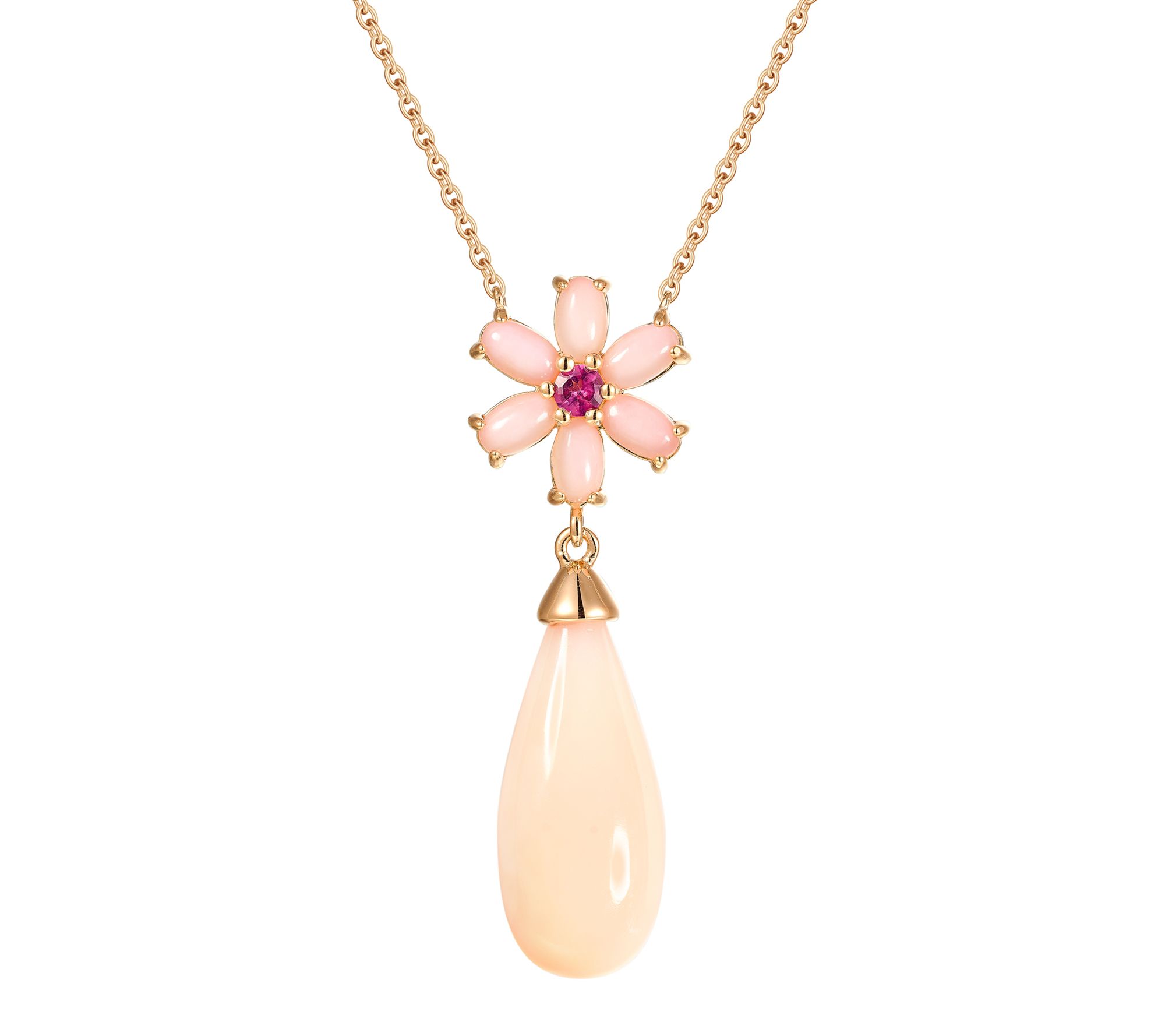 Affinity Gems Broilette Pink Opal Necklace, Sterling Silver
