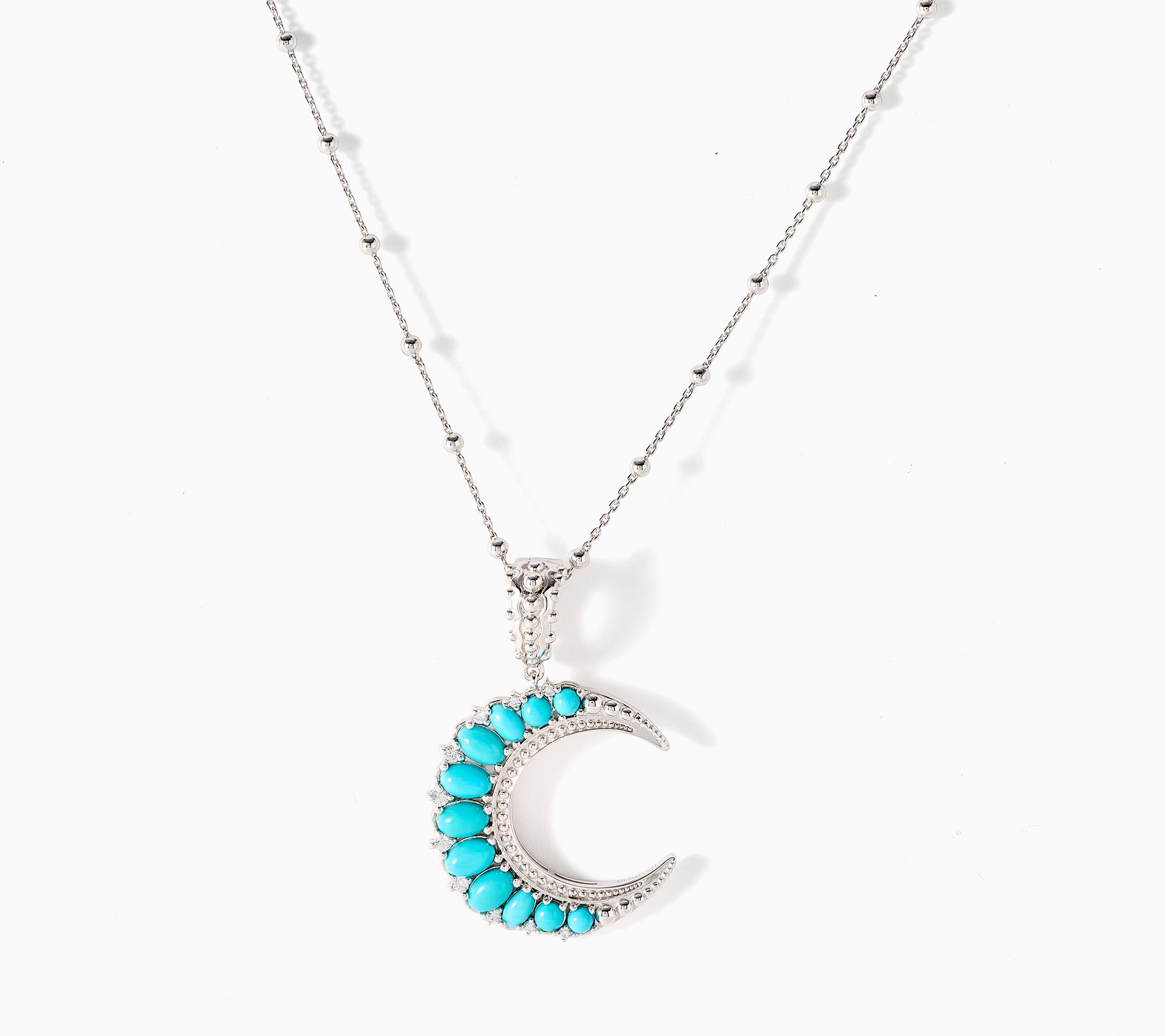 Dallas Prince Sterling Silver Sleeping Beauty Turquoise Moon Necklace