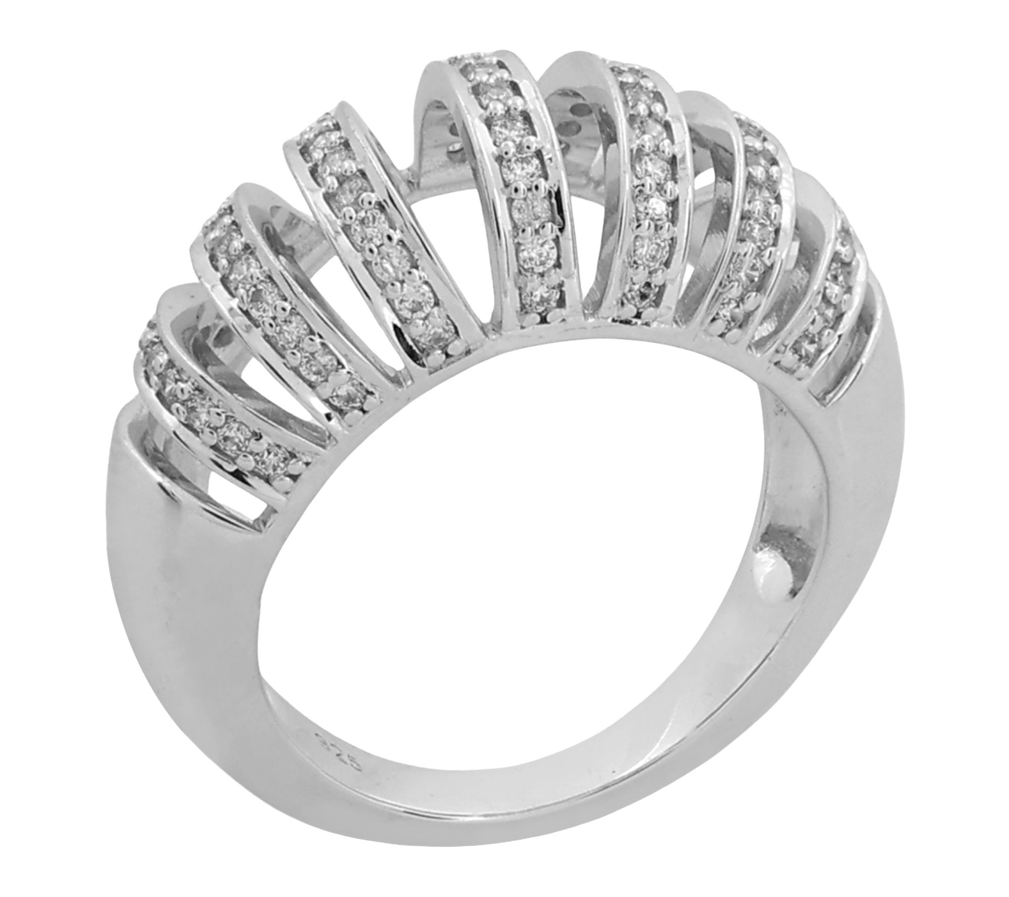 Diamonique 0.75 cttw Pave Open Work Ring, Sterling Silver