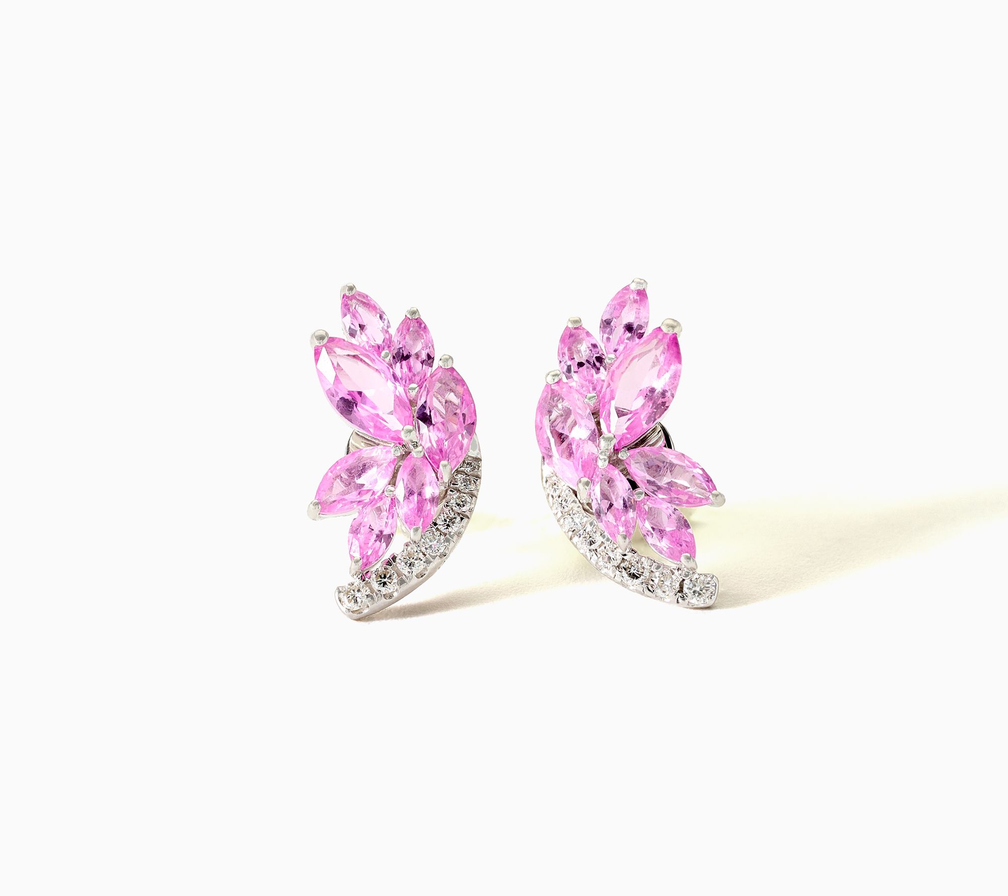 Gemistry Lab Grown Sapphire & Diamond Cluster Earring Sterling Silver