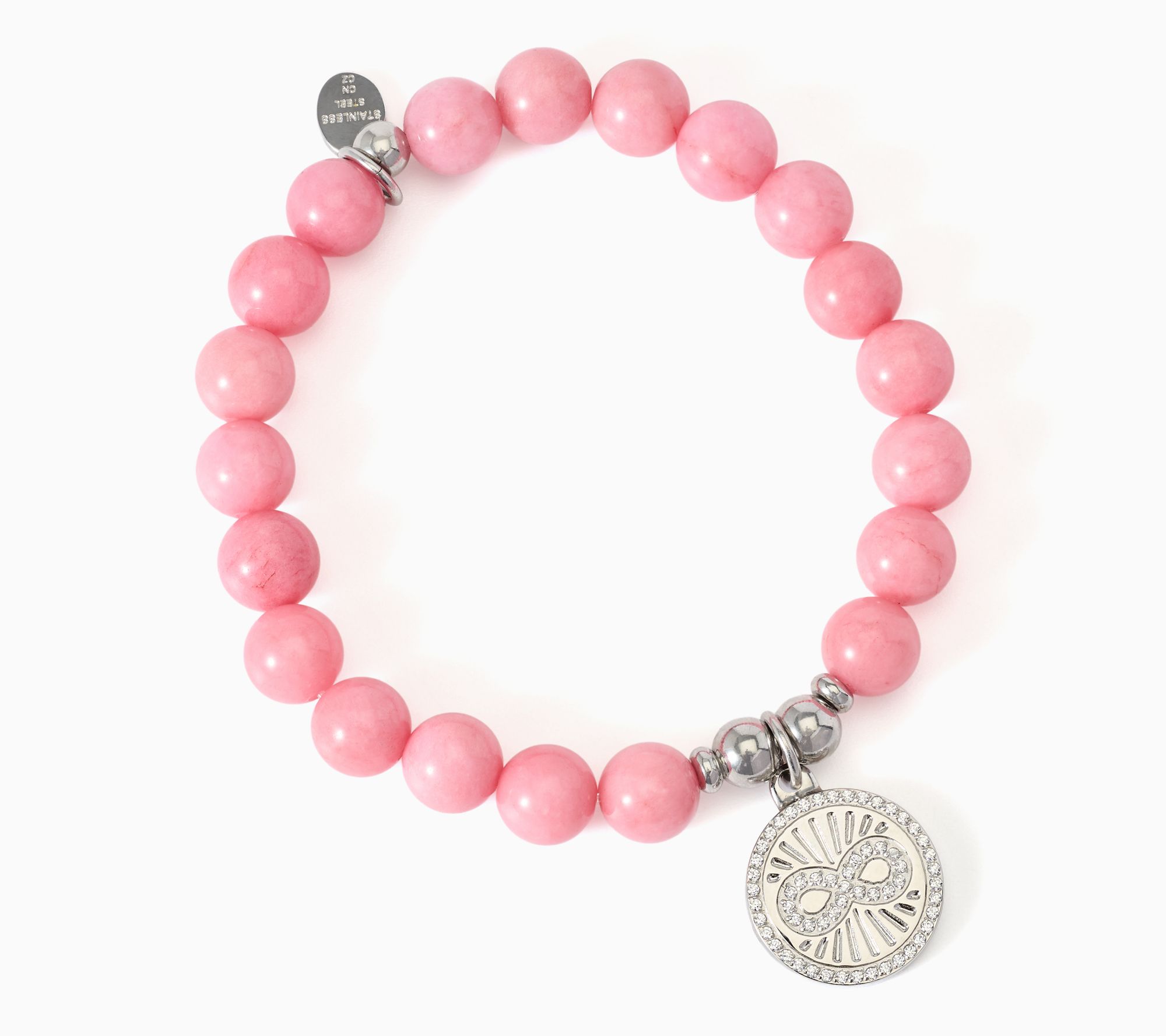 TJ by T Jazelle Pink Jade Infinity Charm Bracelet
