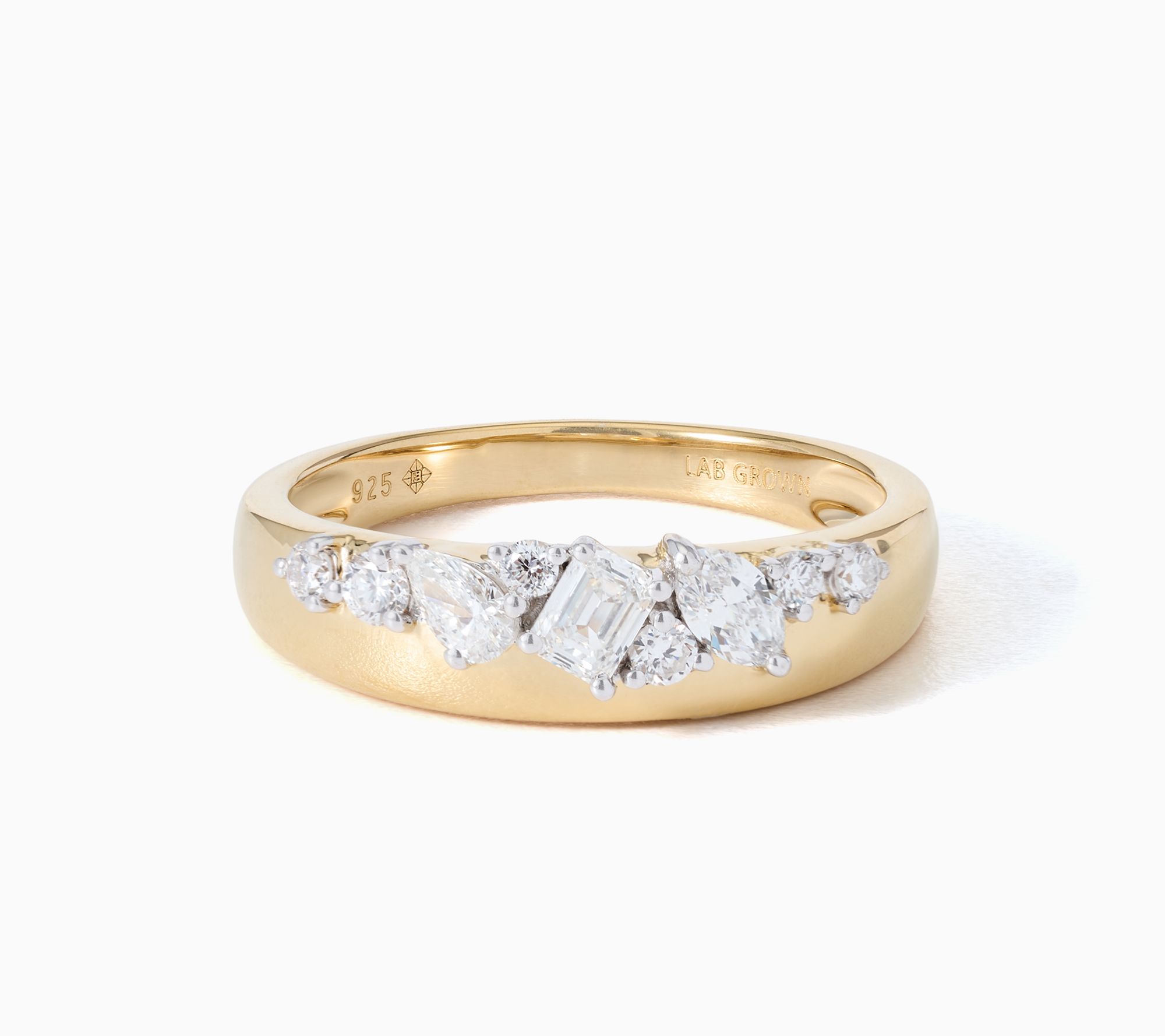 Fire Light Lab Grown Diamonds 0.50 ctw Mixed Shape Ring, Sterling Silver