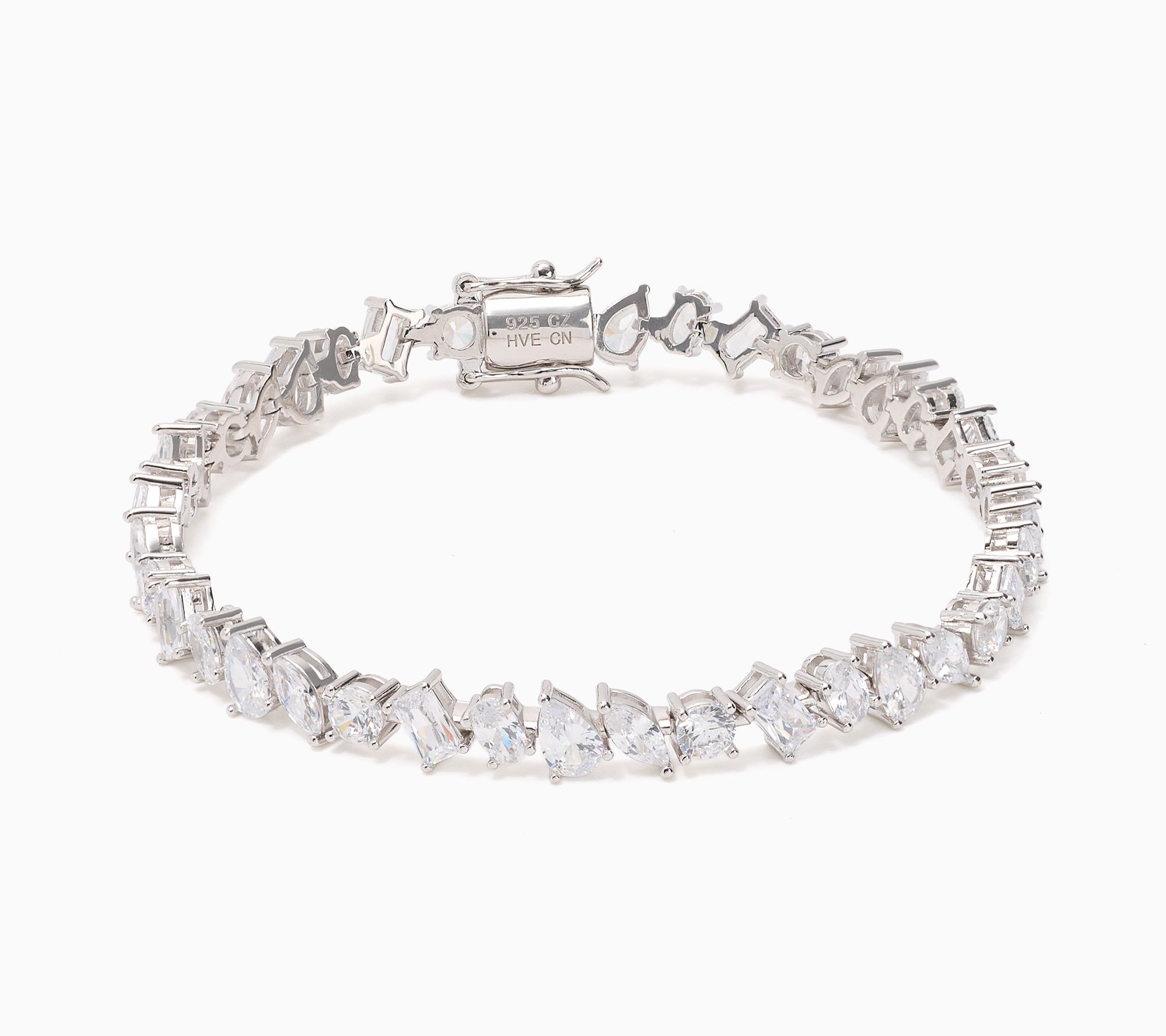 Diamonique Mixed Cut Tennis Bracelet, Sterling Silver
