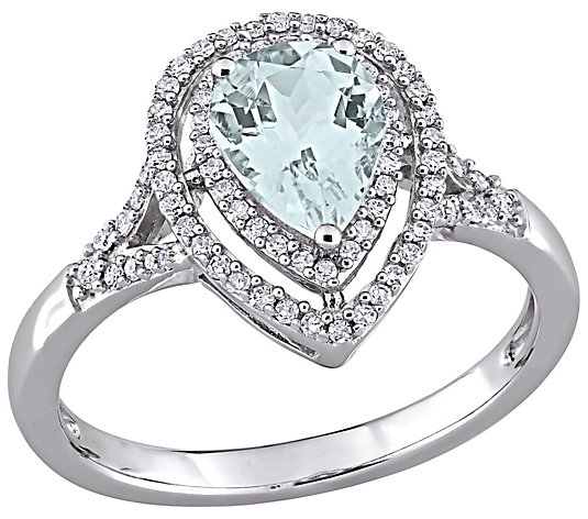 Bellini 14K 1.20 cttw Aquamarine & 1/4 cttw Diamond Ring