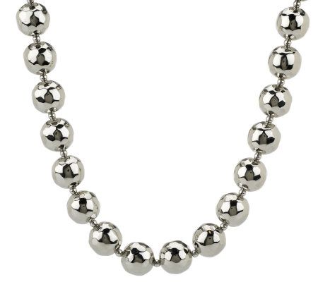 Steel by Design High Polished Hammered Bead Necklace - Page 1 — QVC.com