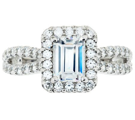 Epiphany Diamonique Emerald Halo Ring - QVC.com