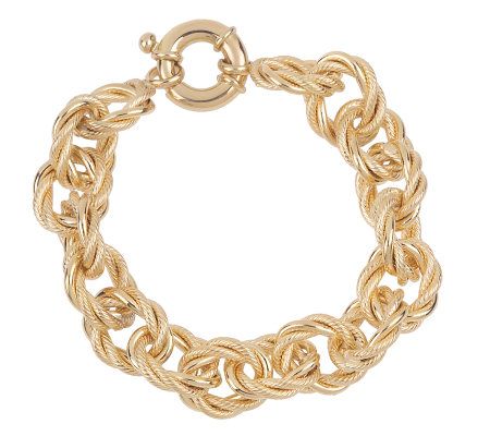Arte d'Oro 7-1/4" Twisted Rope Style Rolo Link Bracelet 18K Gold, 17.2g