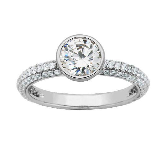 Diamonique Sterling Bezel-Set Round Solitaire Stack Ring