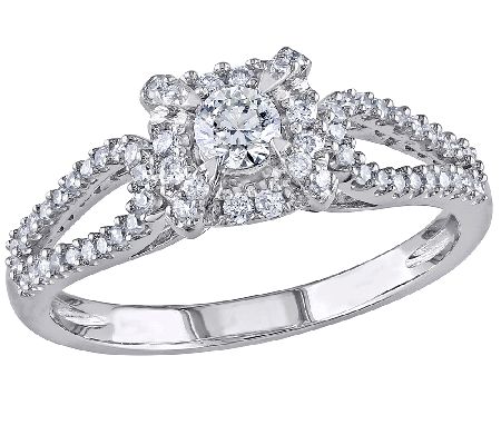 Affinity 1/2 cttw Round Halo Diamond Ring,14K White Gold - QVC.com